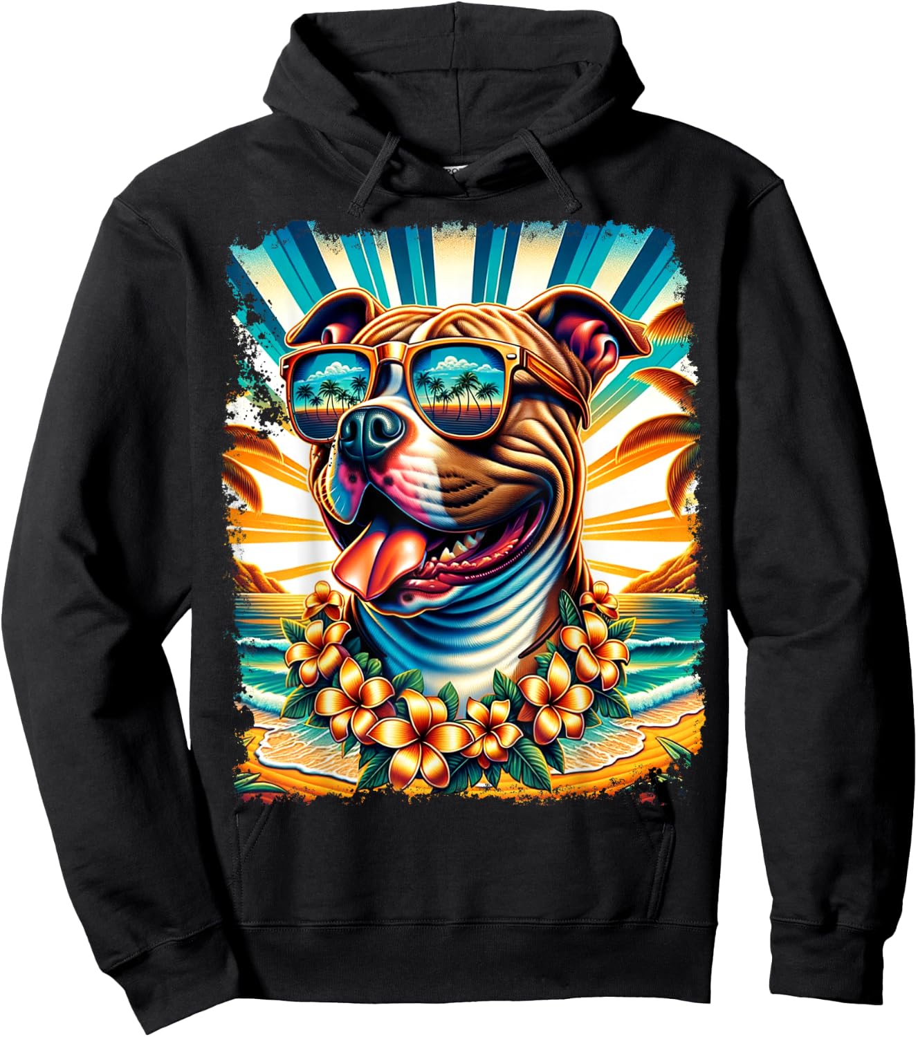 Pitbull Hawaiian Hoodie - Hoodie | Black