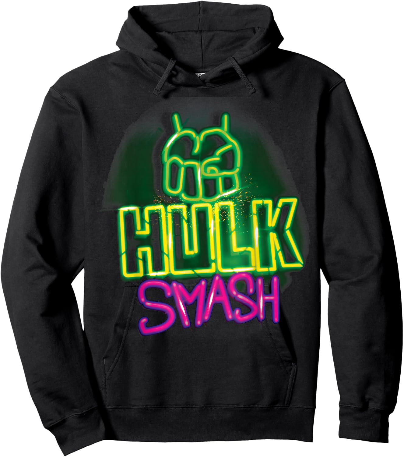 Marvel Hulk Smash Neon Sign Poster Hoodie - Hoodie | Black