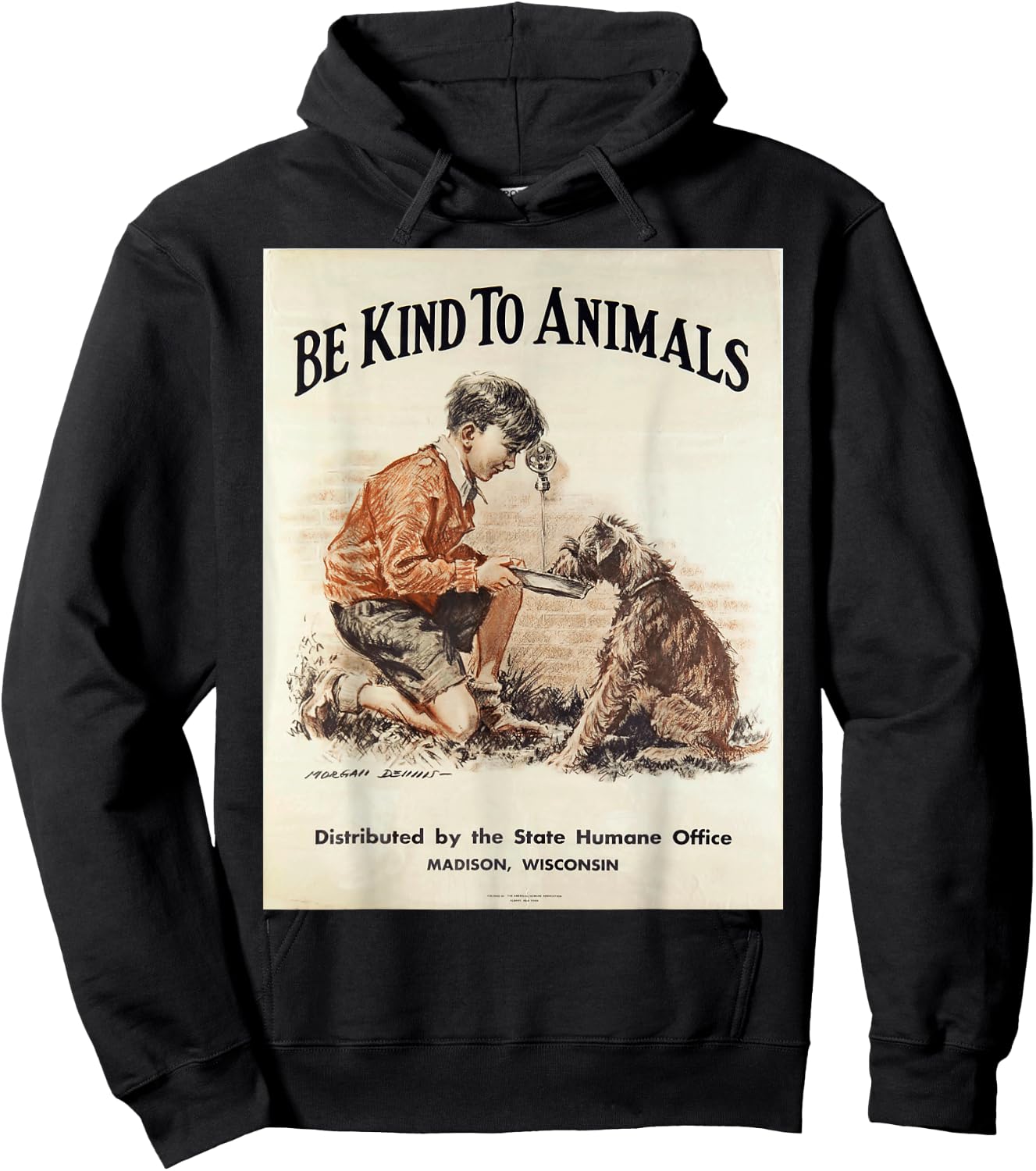 Be Kind To Animals Retro Vintage Hoodie - Hoodie | Black