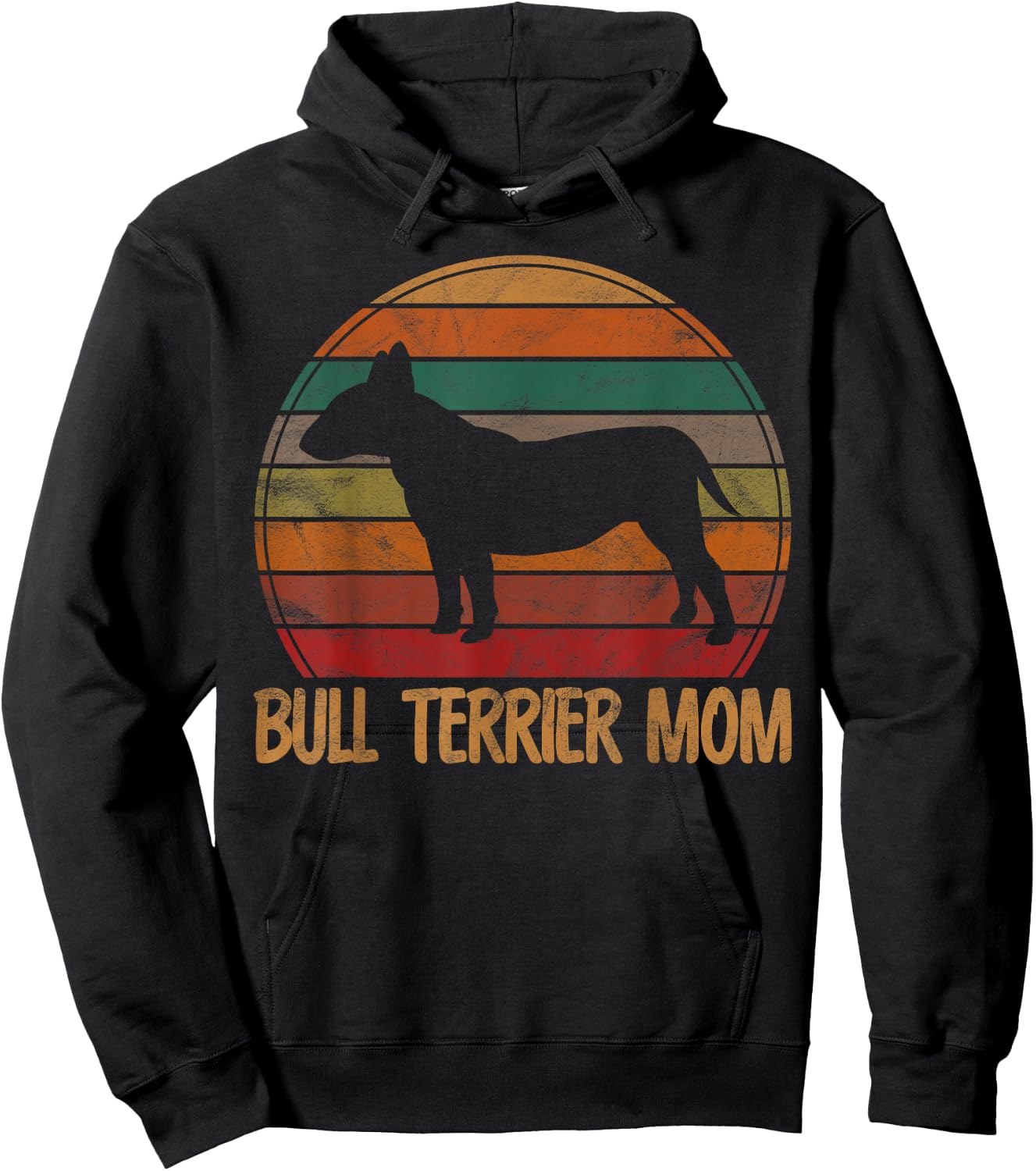 Retro Bull Terrier Mom Gift Bully Dog Owner Mother Pet Mama Hoodie - Hoodie | Black