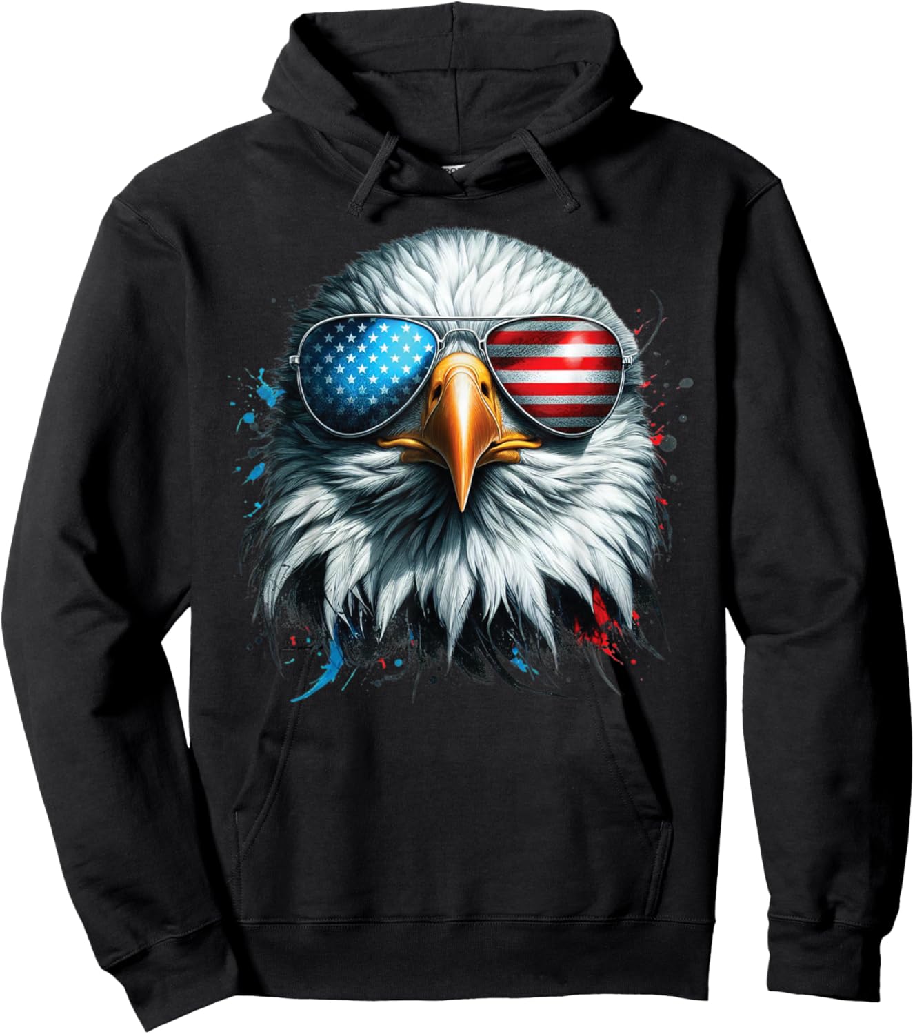 Cool Bald Eagle American Sunglasses Patriotic Man Funny Hoodie - Hoodie | Black