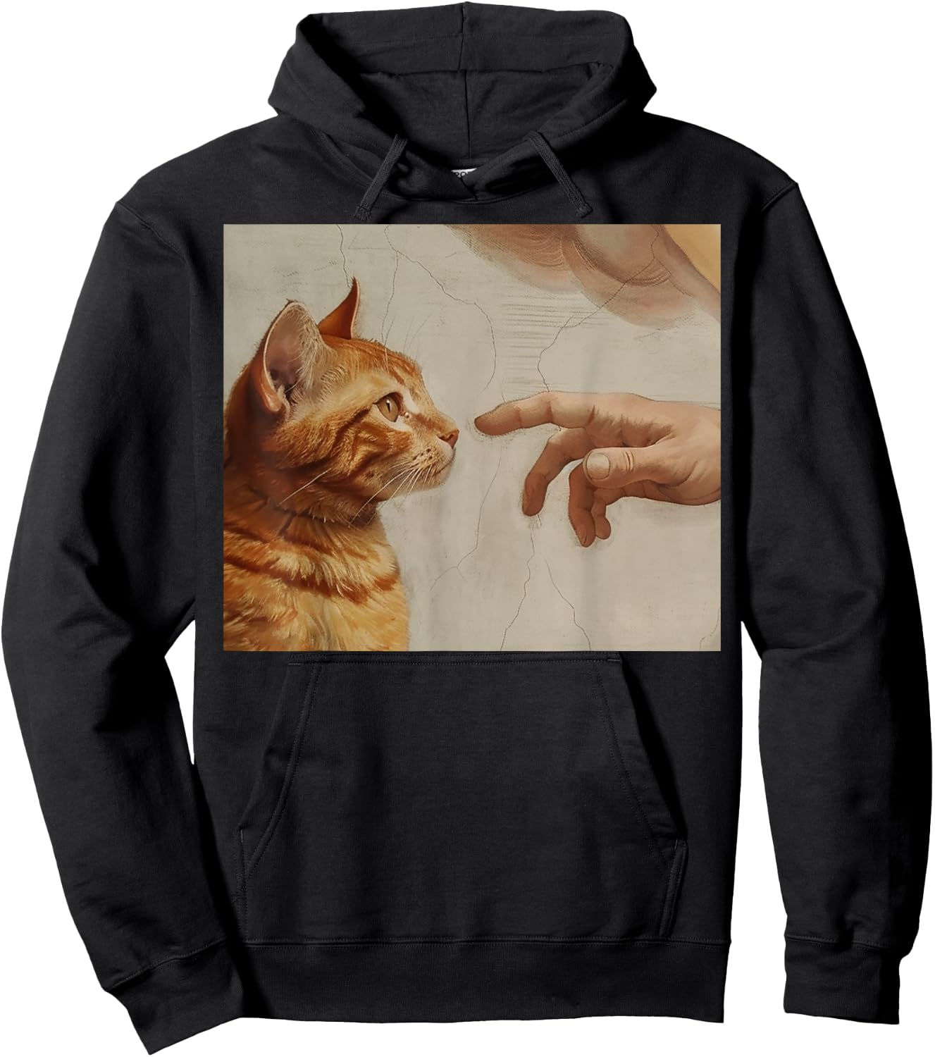 Michelangelo God Creating Cat Hands Vintage Art Women Hoodie - Hoodie | Black