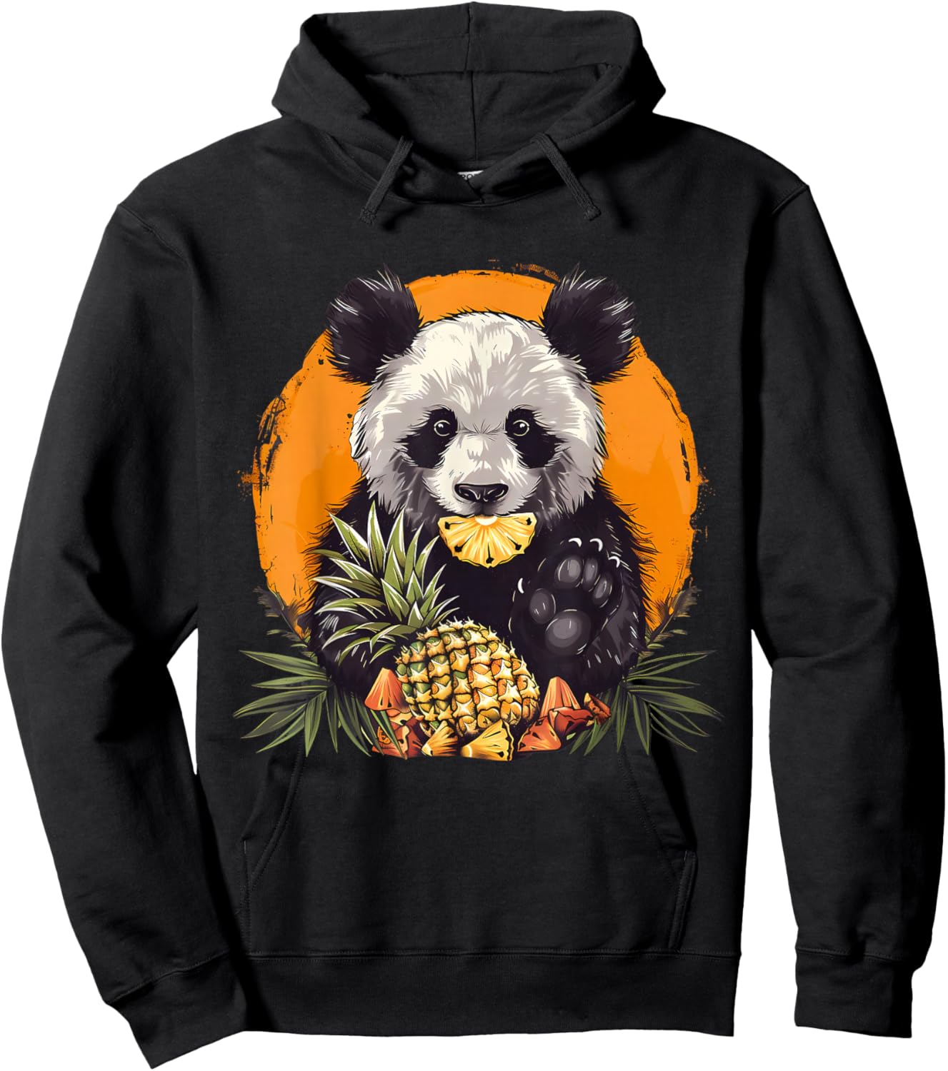 Pineapple Panda Bear Pineapples Fruit Drawing Animal Art Hoodie - Hoodie | Black