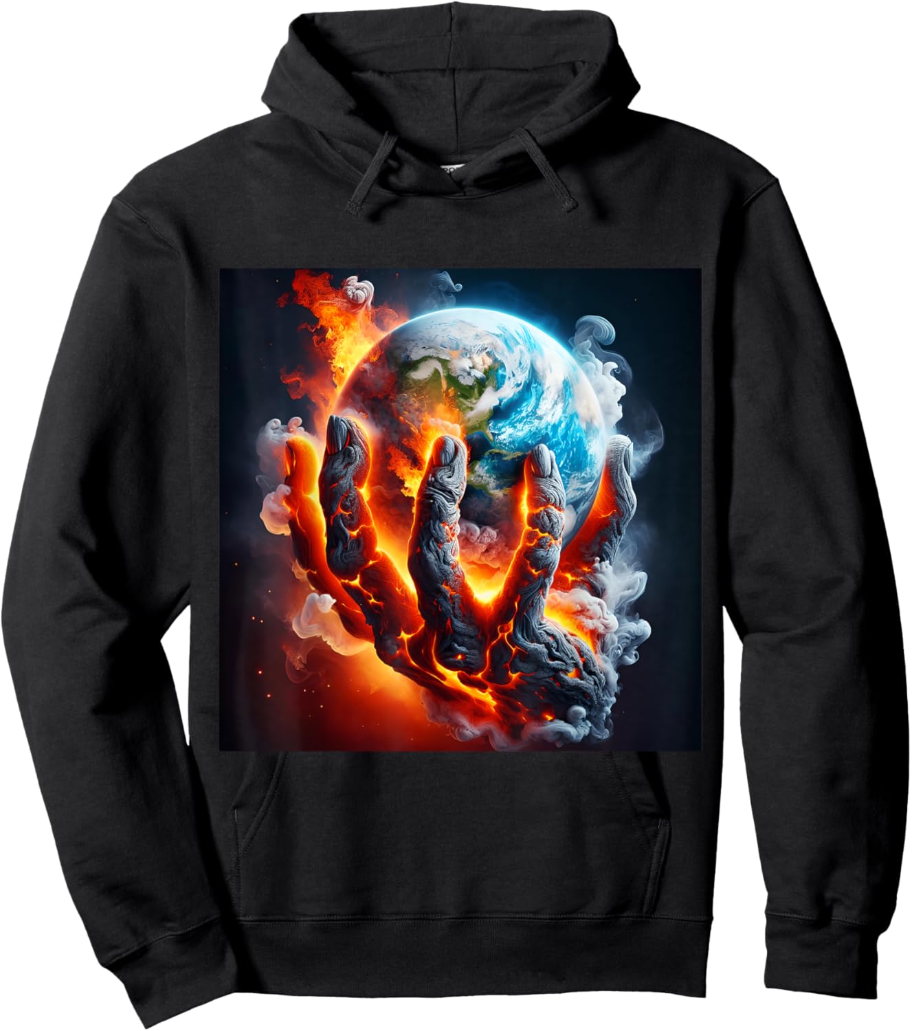 Fantasy Cute Hand Earth Lava Hoodie - Hoodie | Black