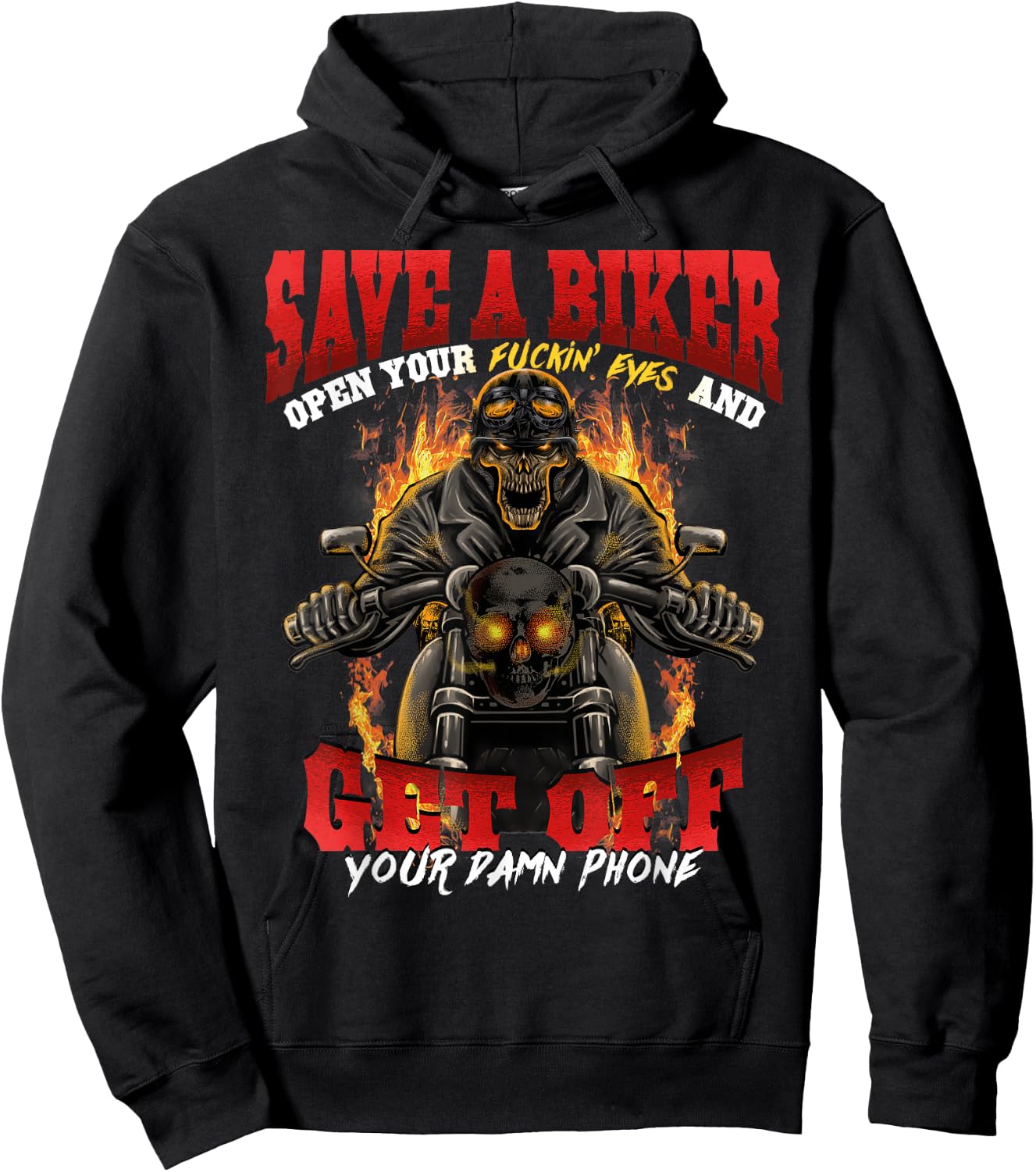 Biker Lives Matter Motorcycle Quotes Skull Flames Hoodie - Hoodie | Black