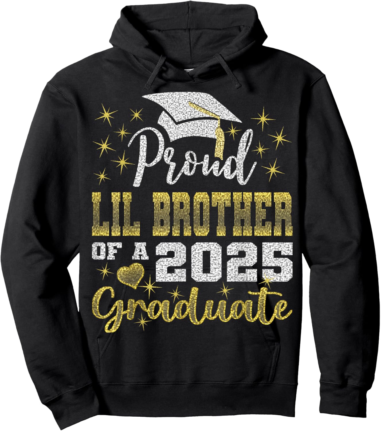 Super Proud Little Brother of 2025 Graduate Awesome Family Hoodie - Hoodie | Black