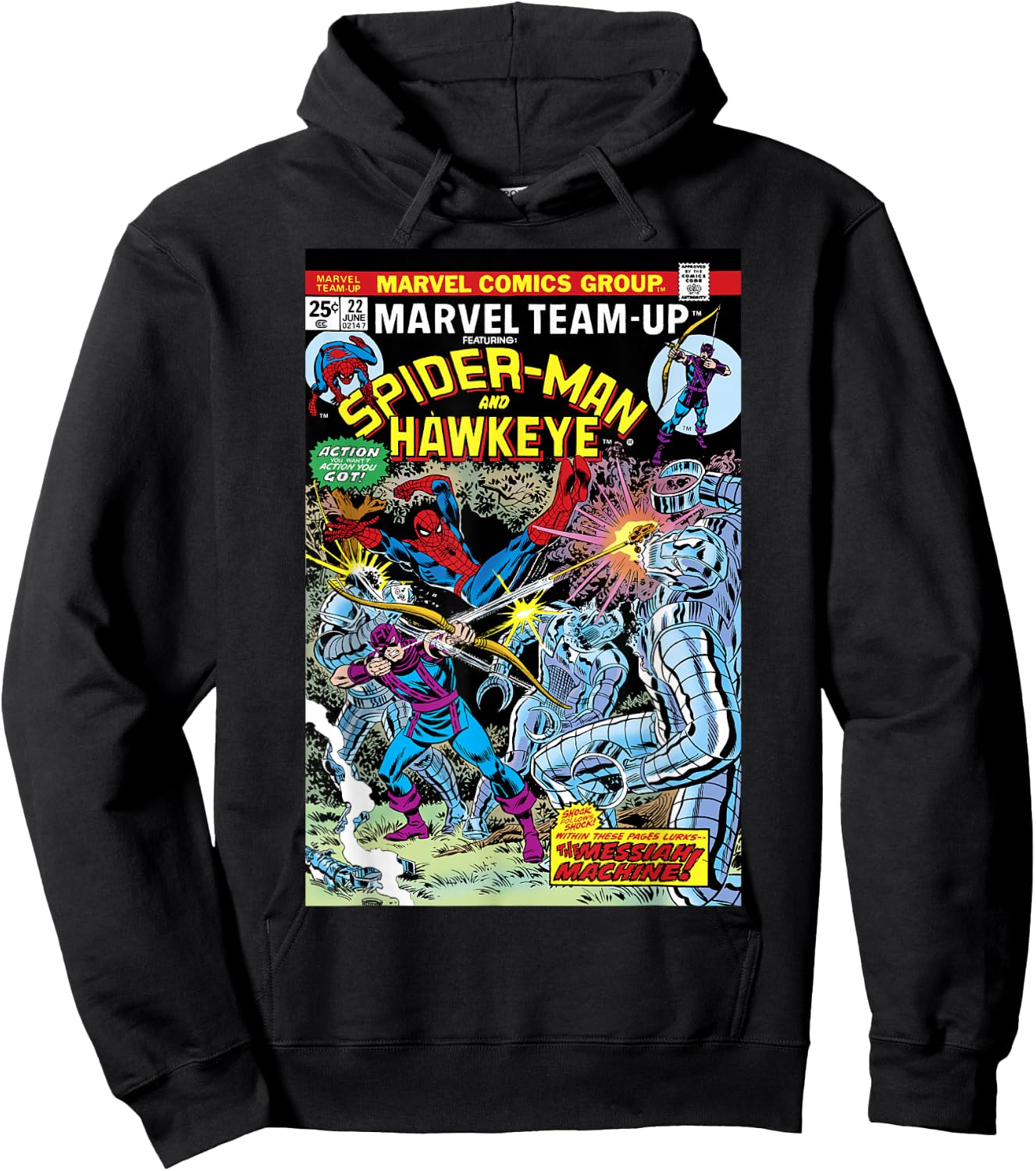 Marvel Team-Up Spider-Man & Hawkeye Comic Cover Small Hoodie - Hoodie | Black