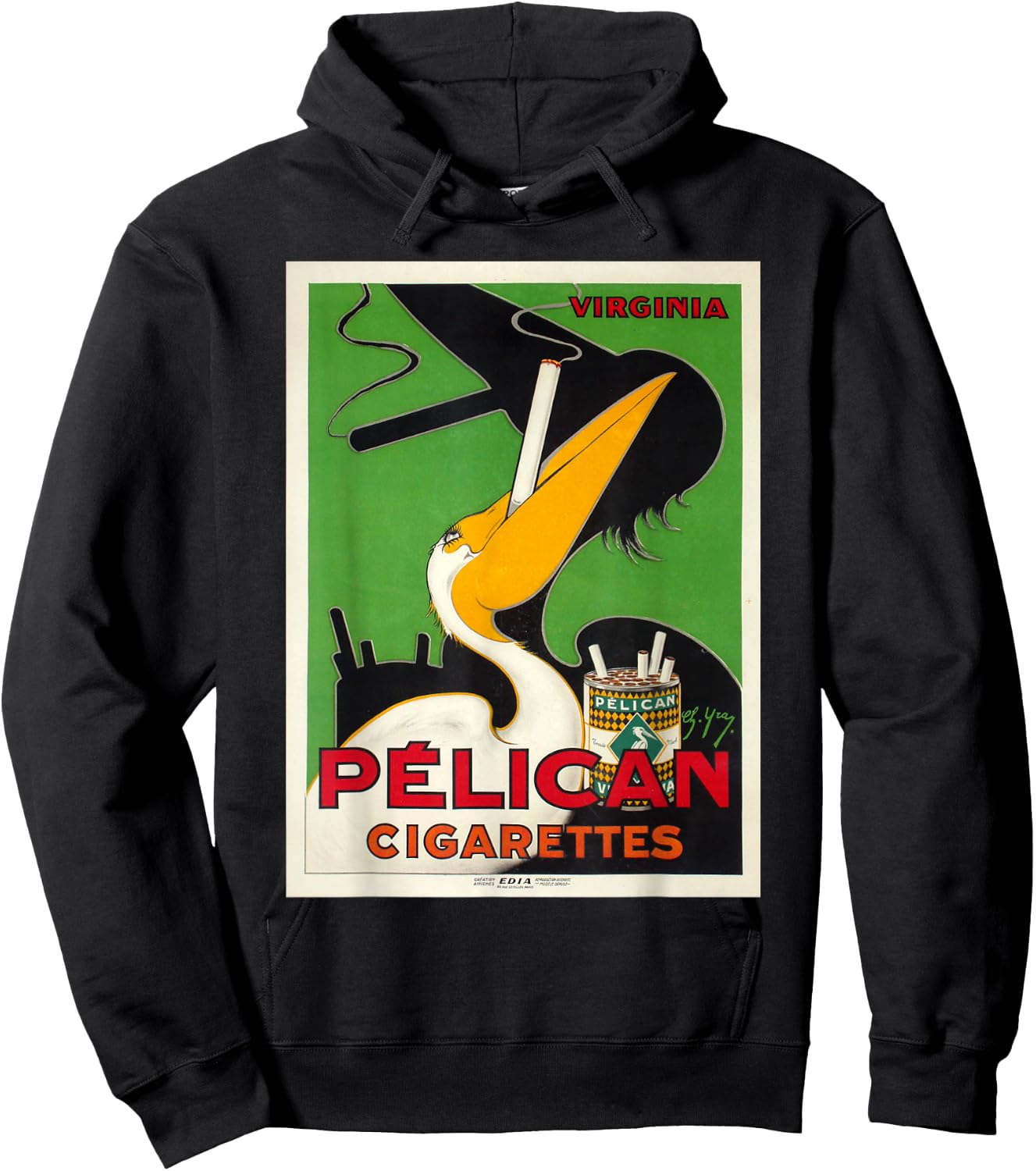 Retro Vintage Pelikan Cigarettes Virginia Poster Hoodie - Hoodie | Black