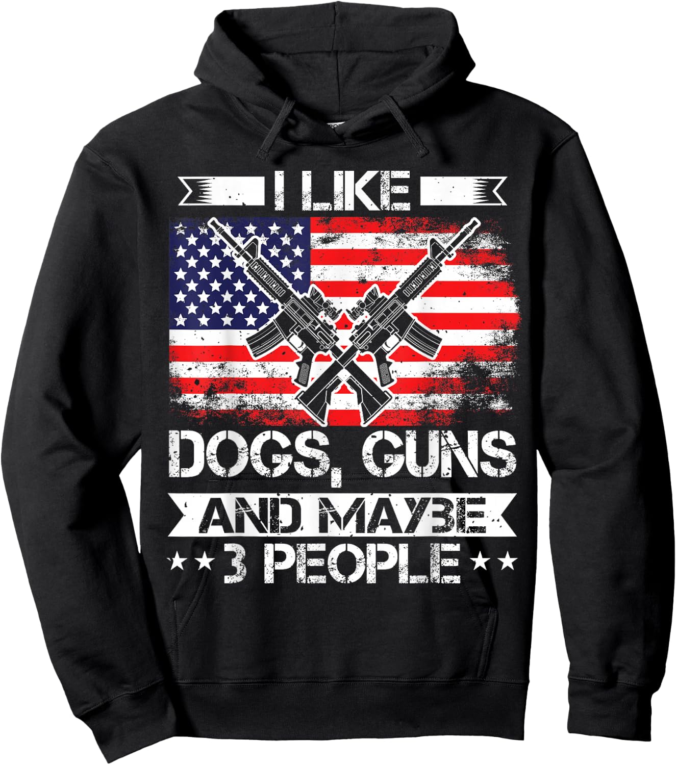 Dog Owner, I Like Guns & Dogs, US Flag Patriotic Gun Lover Hoodie - Hoodie | Black