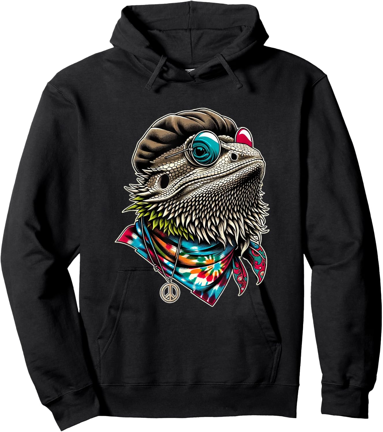 Bearded Dragons Reptile Lizard Pet Hippie Style Hoodie - Hoodie | Black