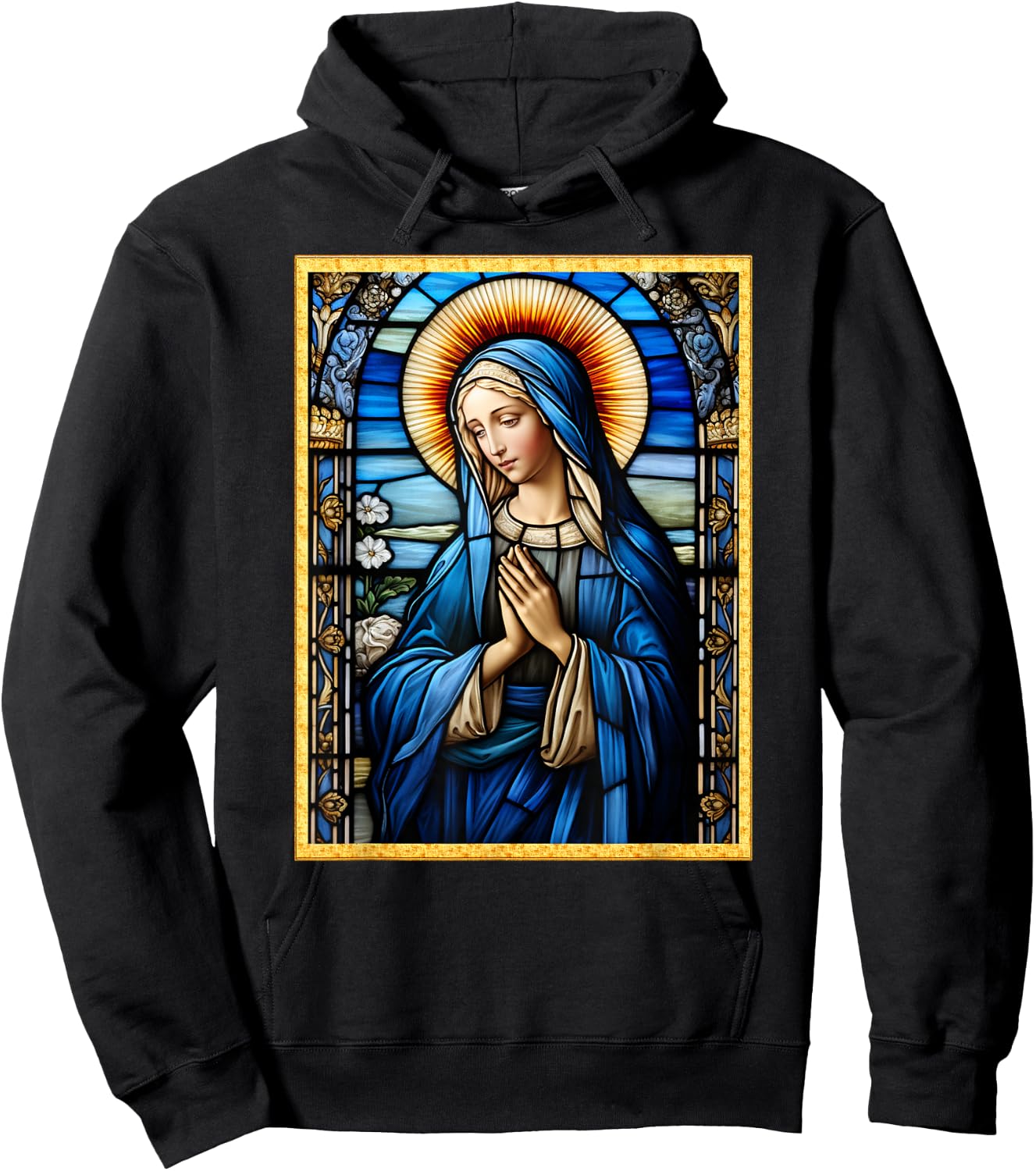 Blessed Virgin Mary Stained Glass Hoodie - Hoodie | Black