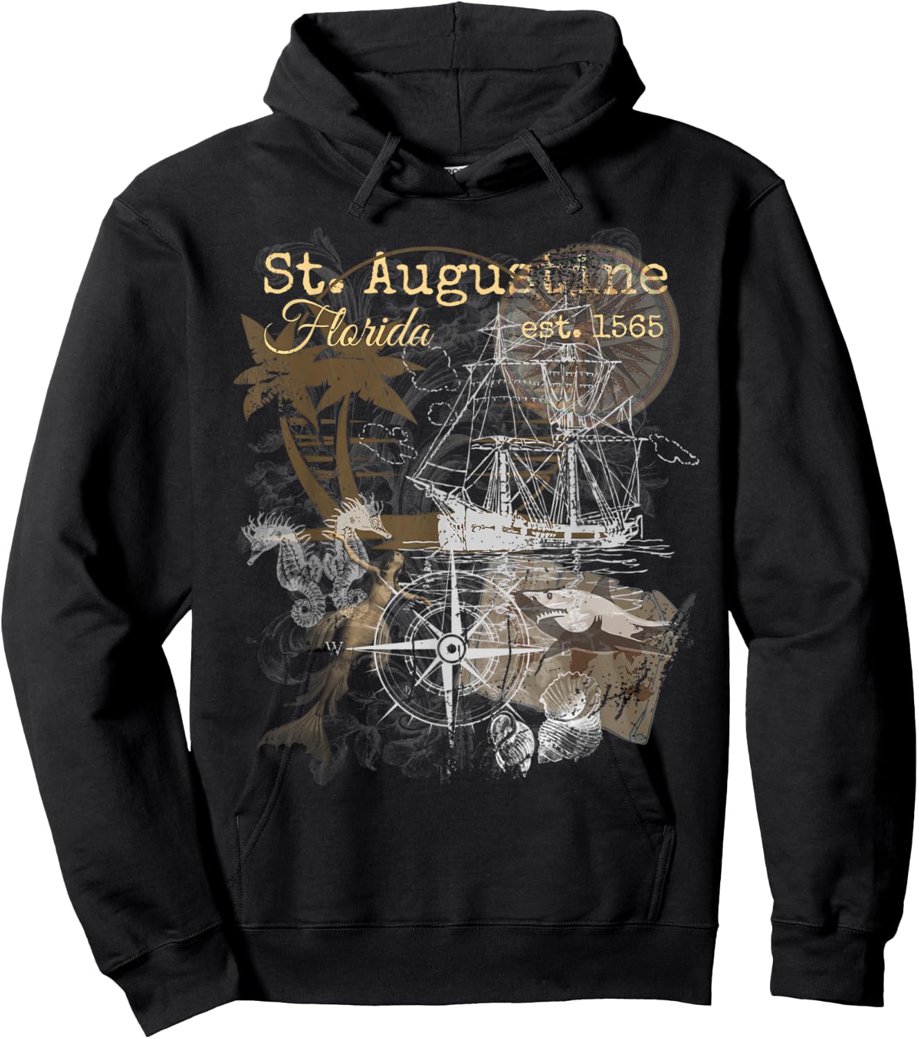 Vintage St Augustine Florida Shirt Old Historic 1565 Hoodie - Hoodie | Black