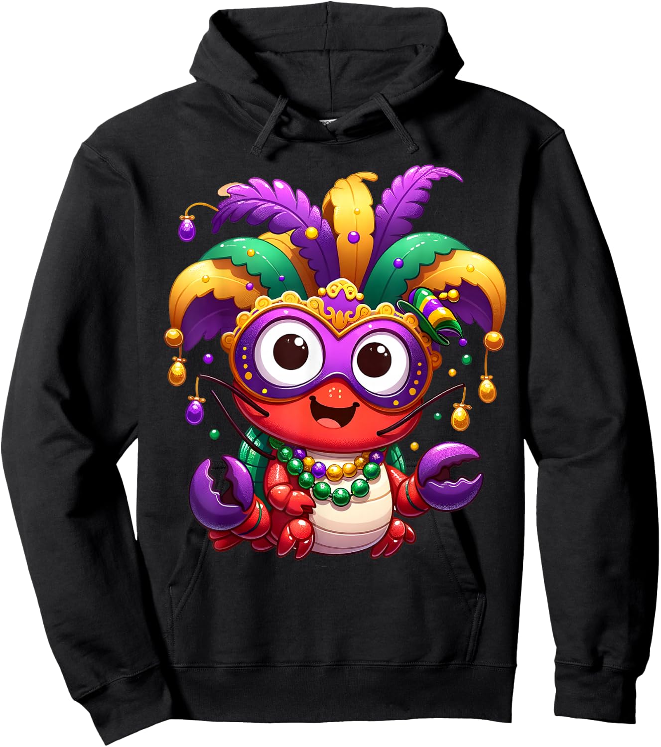 Carnival NOLA Party Crawfish Boil Mardi Gras Costume Masquerade Men Women Kids , Small Hoodie - Hoodie | Black