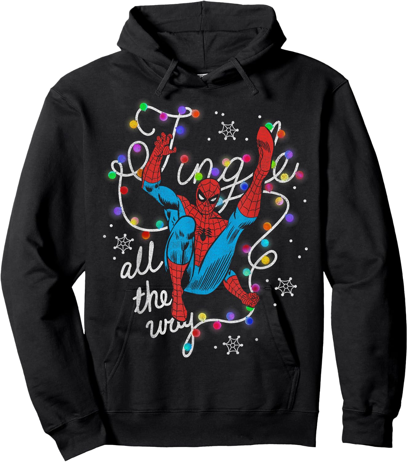 Marvel Christmas Spider-Man Jingle All The Way Action Pose Hoodie - Hoodie | Black