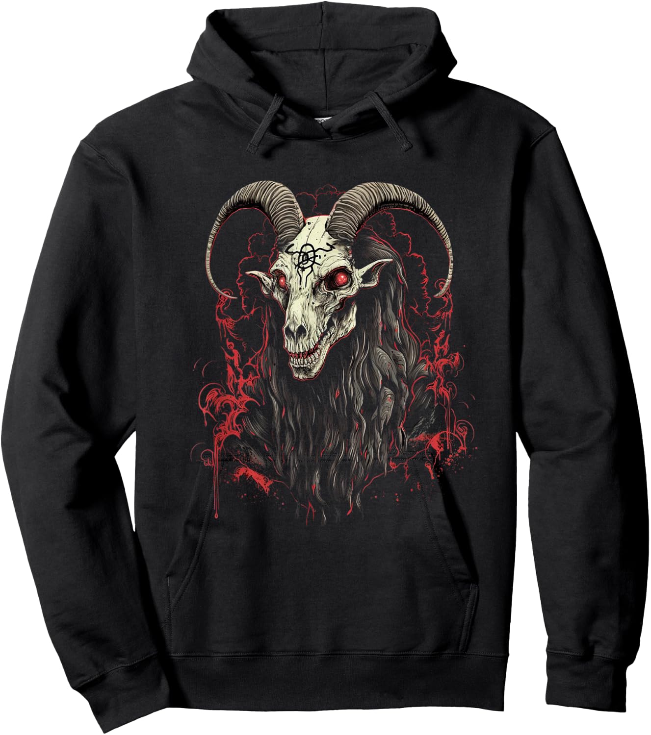 Satanic Baphomet Goat Head | Dark Art Pagan Evil Goth Hoodie - Hoodie | Black