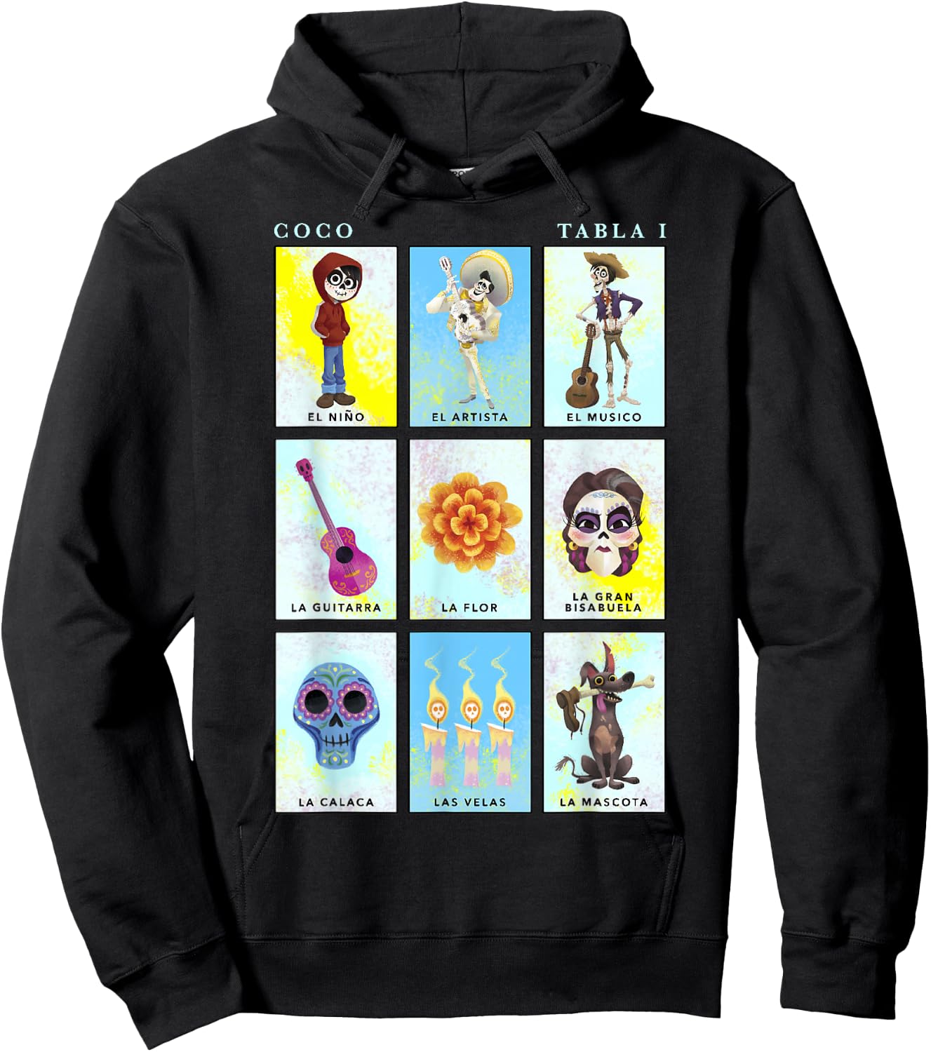 Disney Pixar Coco Group Shot Table 1 Panels Hoodie - Hoodie | Black