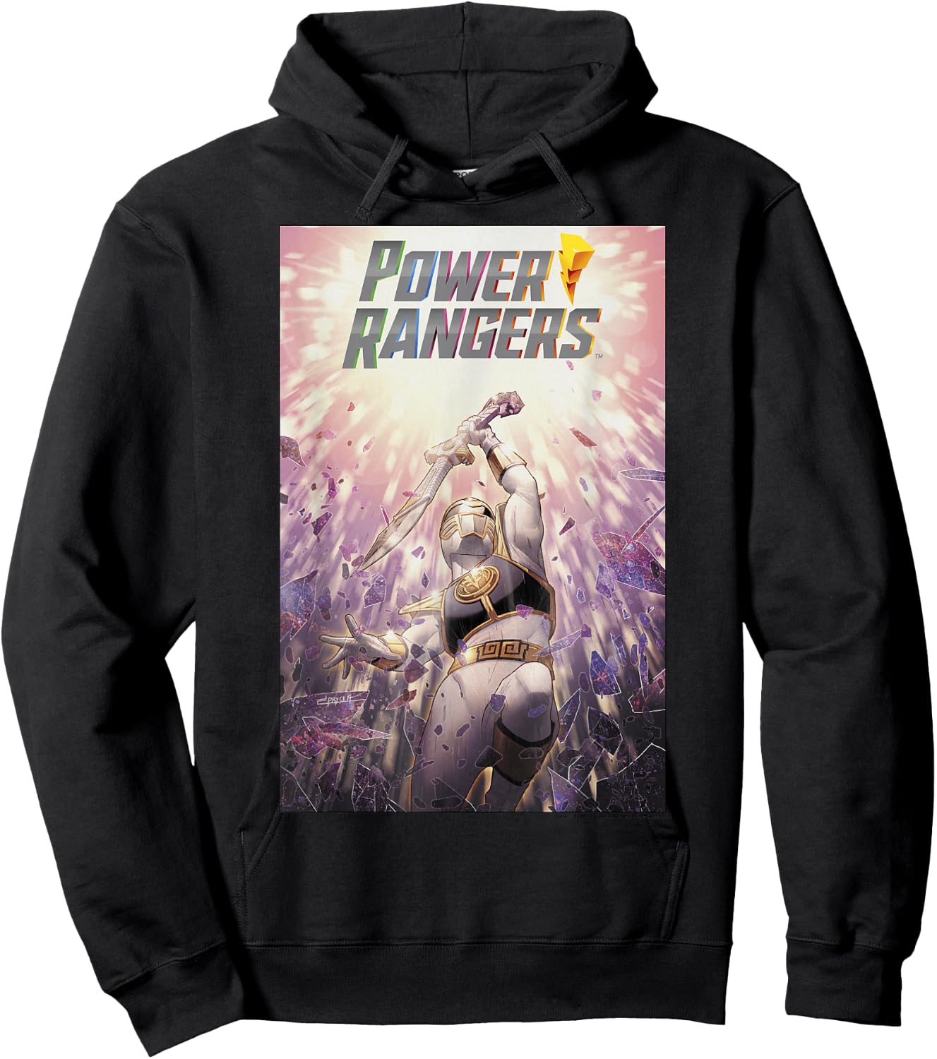 Power Rangers Mighty Morphing Group Battle Comic Poster Hoodie - Hoodie | Black