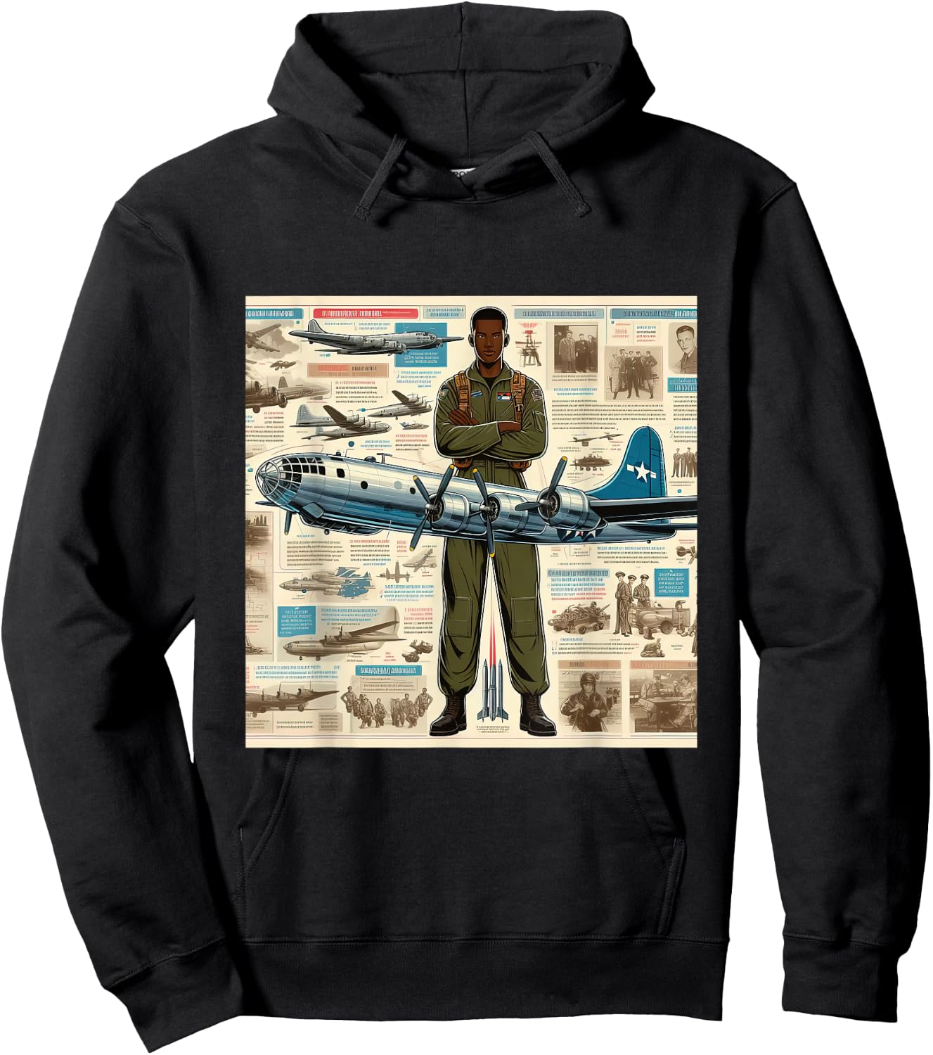 B29 Superfortress WW2 Warplane Airplane Infographics Hoodie - Hoodie | Black