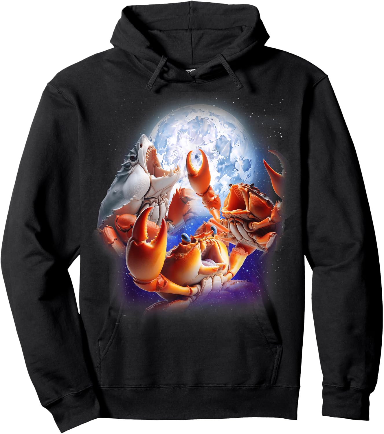 3 Crabs Howling At The Moon Funny Crab Lover Seafood Boil Hoodie - Hoodie | Black