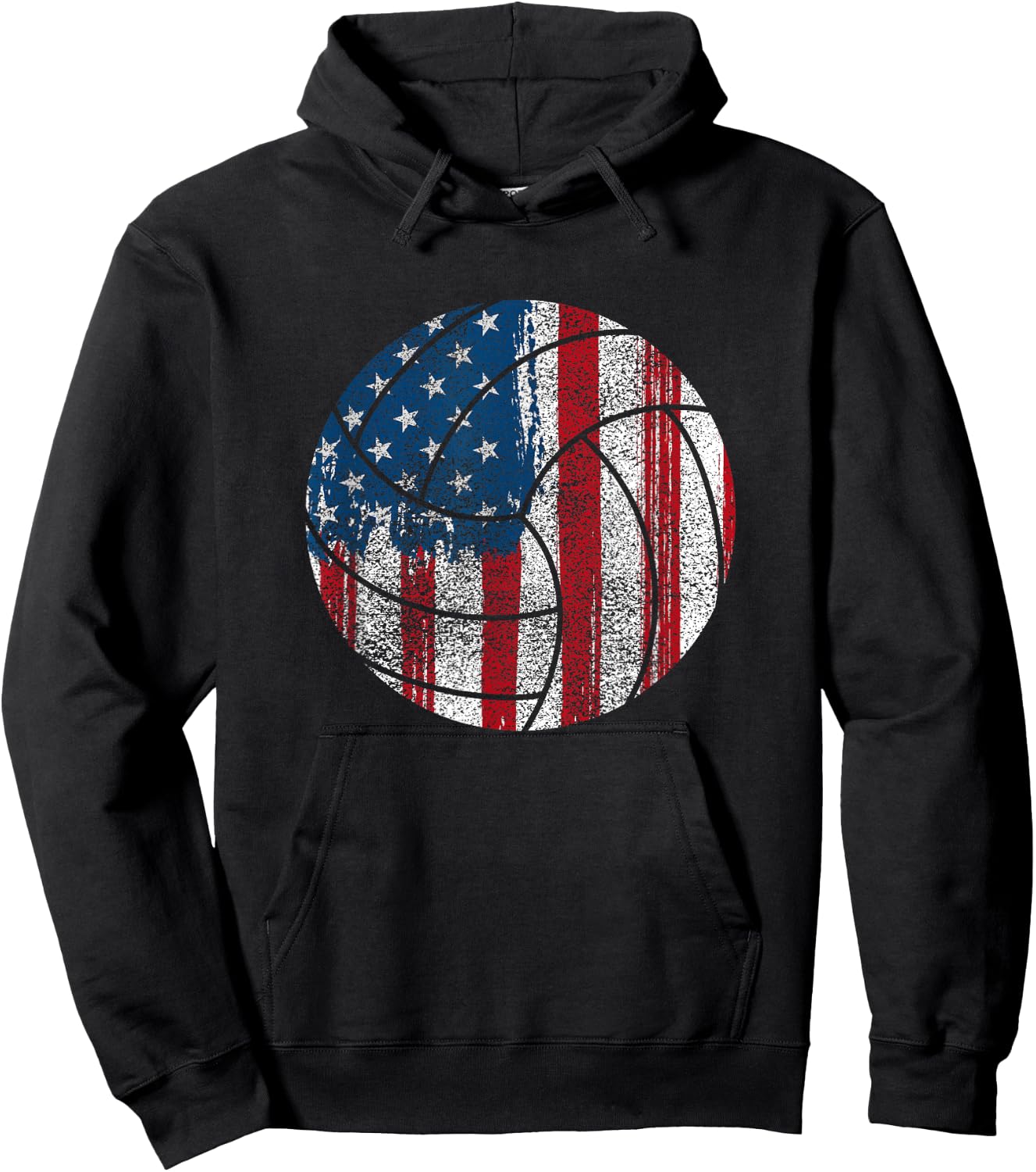 Patriotic Volleyball-American Flag Volleyball USA Hoodie - Hoodie | Black