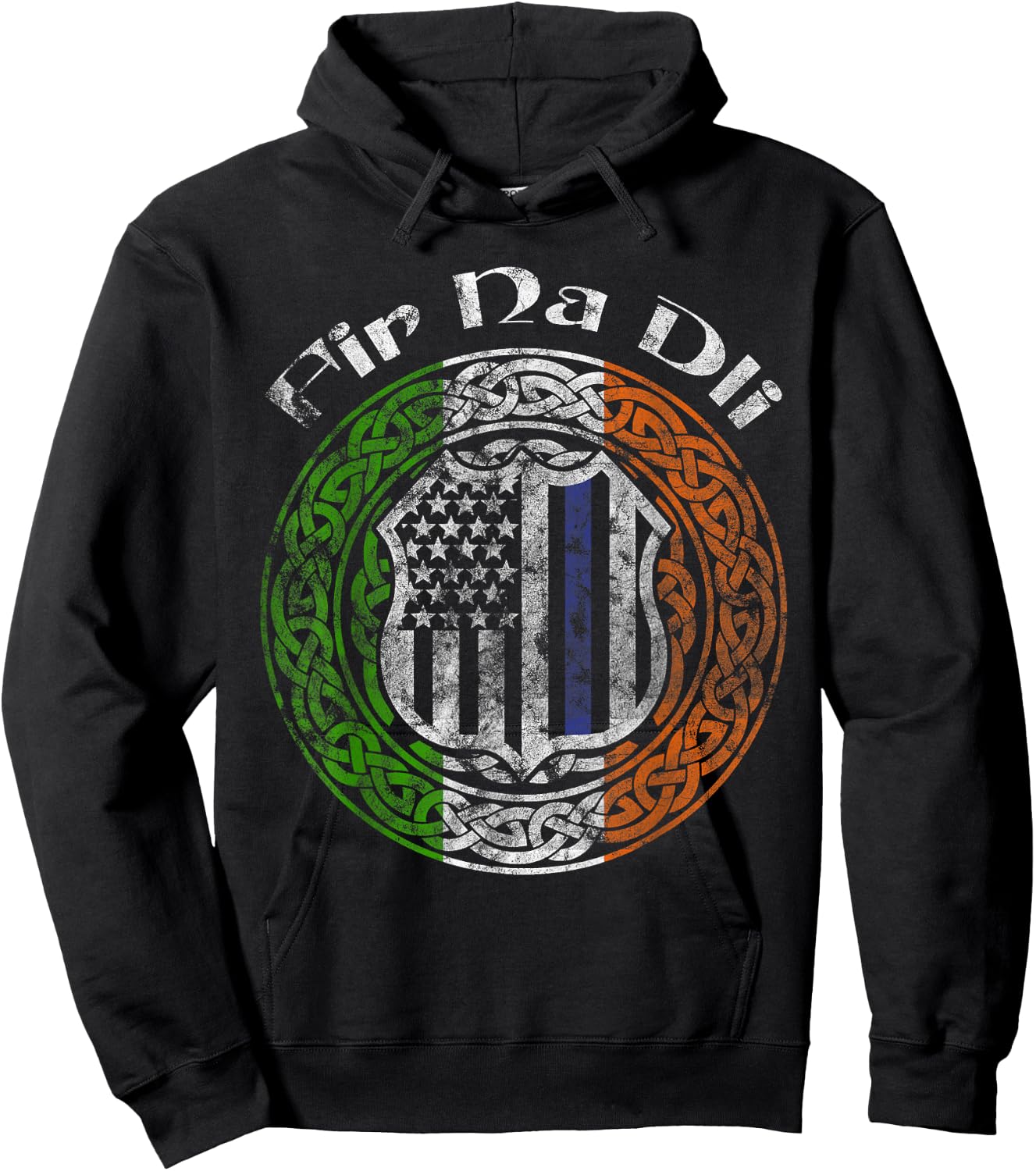 Thin Blue Line Shirt Fir Na Dli Irish Police Hoodie - Hoodie | Black