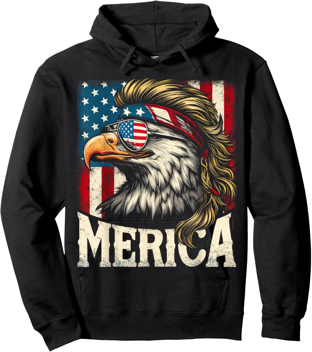 4th of July Patriotic Funny Eagle July 4th USA Merica Hoodie - Hoodie | Black