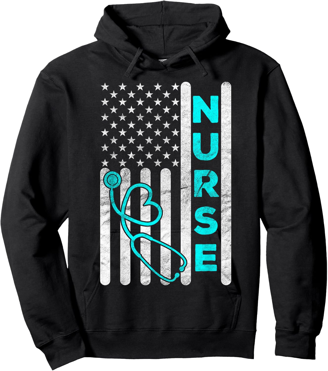 Nurse American Flag RN LPN CNA Stethoscope Graduation Gifts Hoodie - Hoodie | Black