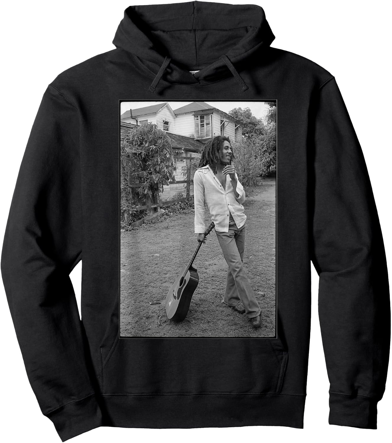 Bob Marley x David Burnett Black & White Guitar Photo Hoodie - Hoodie | Black