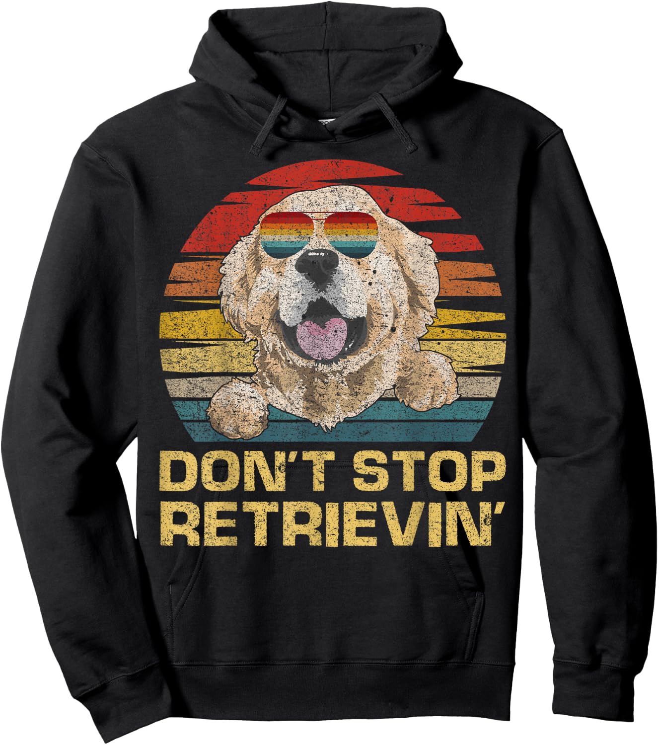 Don't Stop Retrieving Retro Vintage Golden Retriever Dog Hoodie - Hoodie | Black