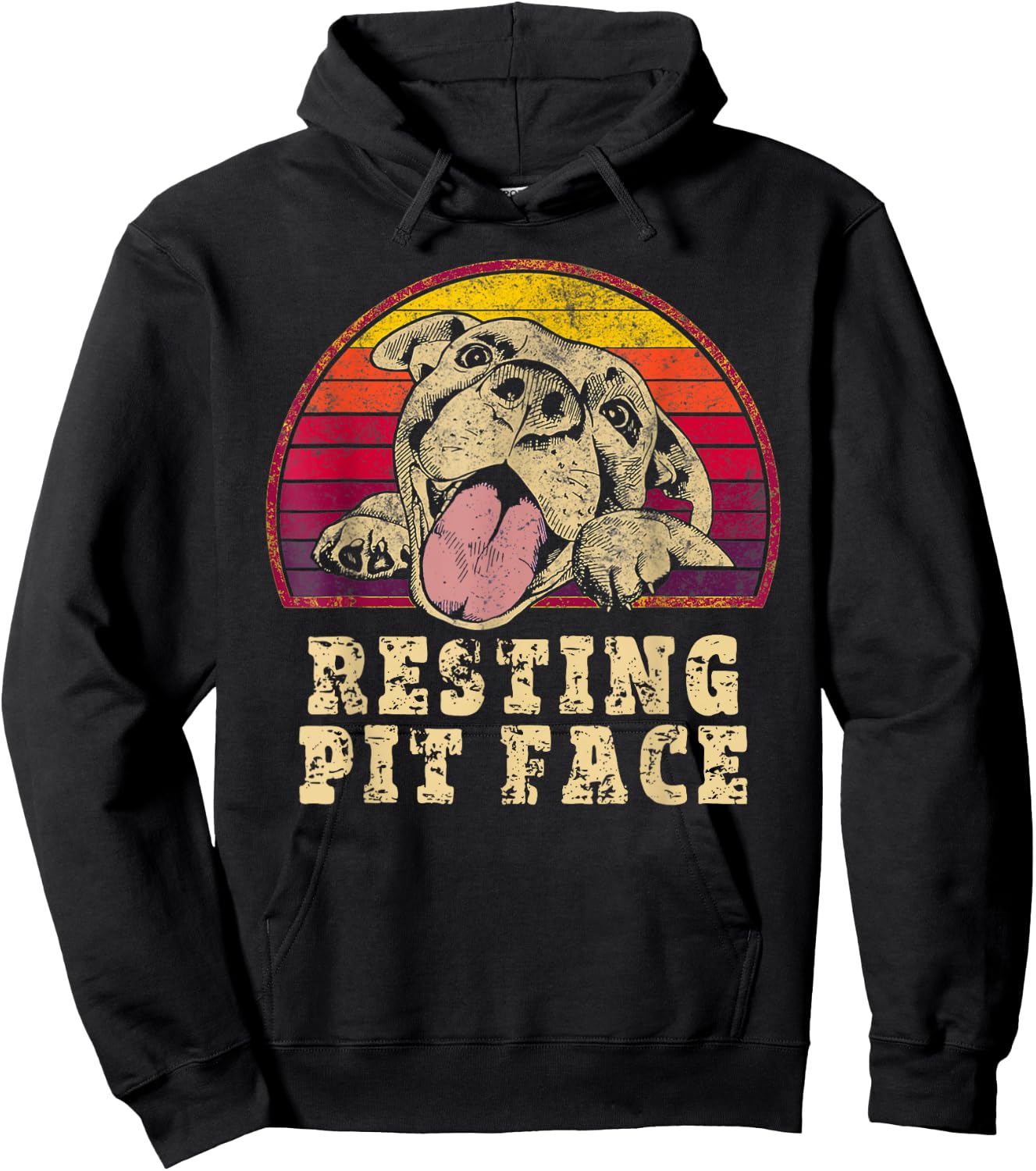 Resting Pit Face Cute Vintage Pitbull Lovers Hoodie - Hoodie | Black