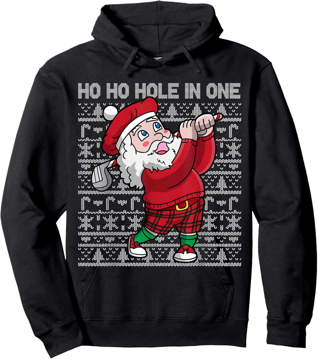 Christmas Golf Santa Claus Ho Ho Hole In One Golfing Hoodie - Hoodie | Black