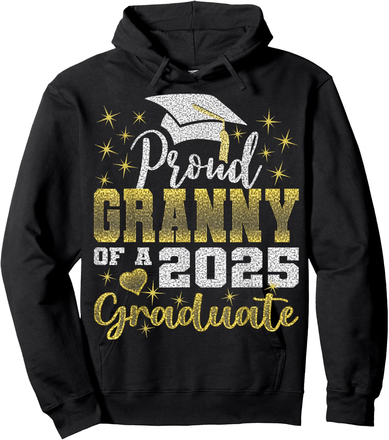 Super Proud Granny of 2025 Graduate Awesome Family College Hoodie - Hoodie | Black