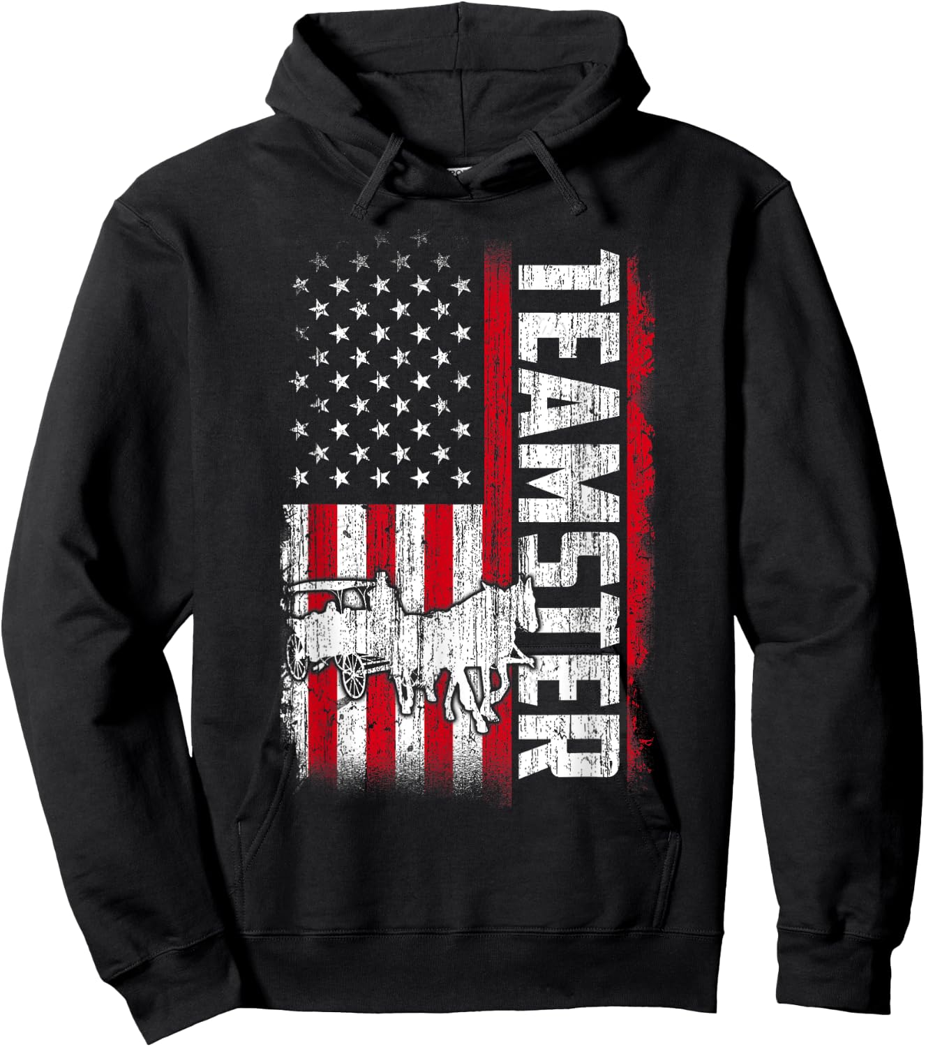 Teamster American Flag Funny Quotes Sayings Hoodie - Hoodie | Black