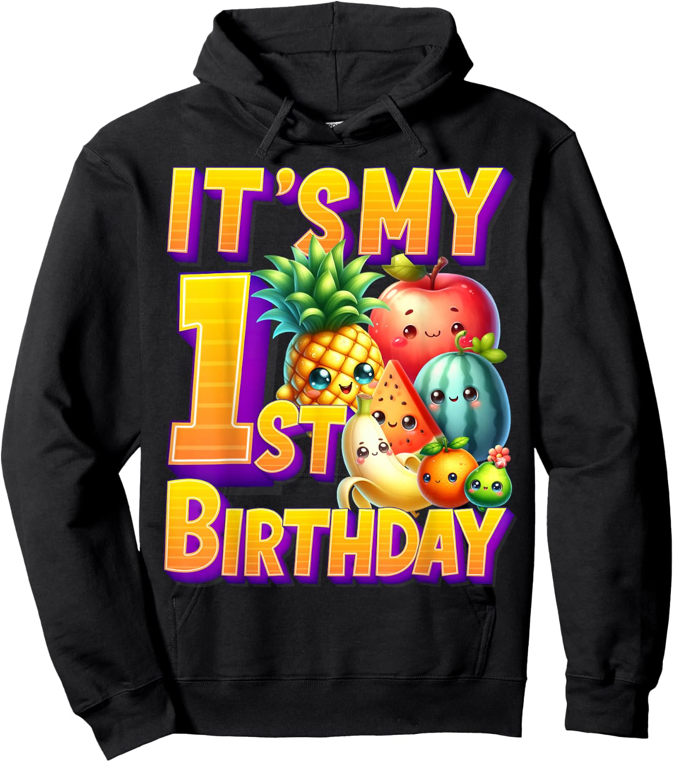 Fruit Birthday 1 Year Old Boy Girl Its My 1st Birthday Fruit Hoodie - Hoodie | Black