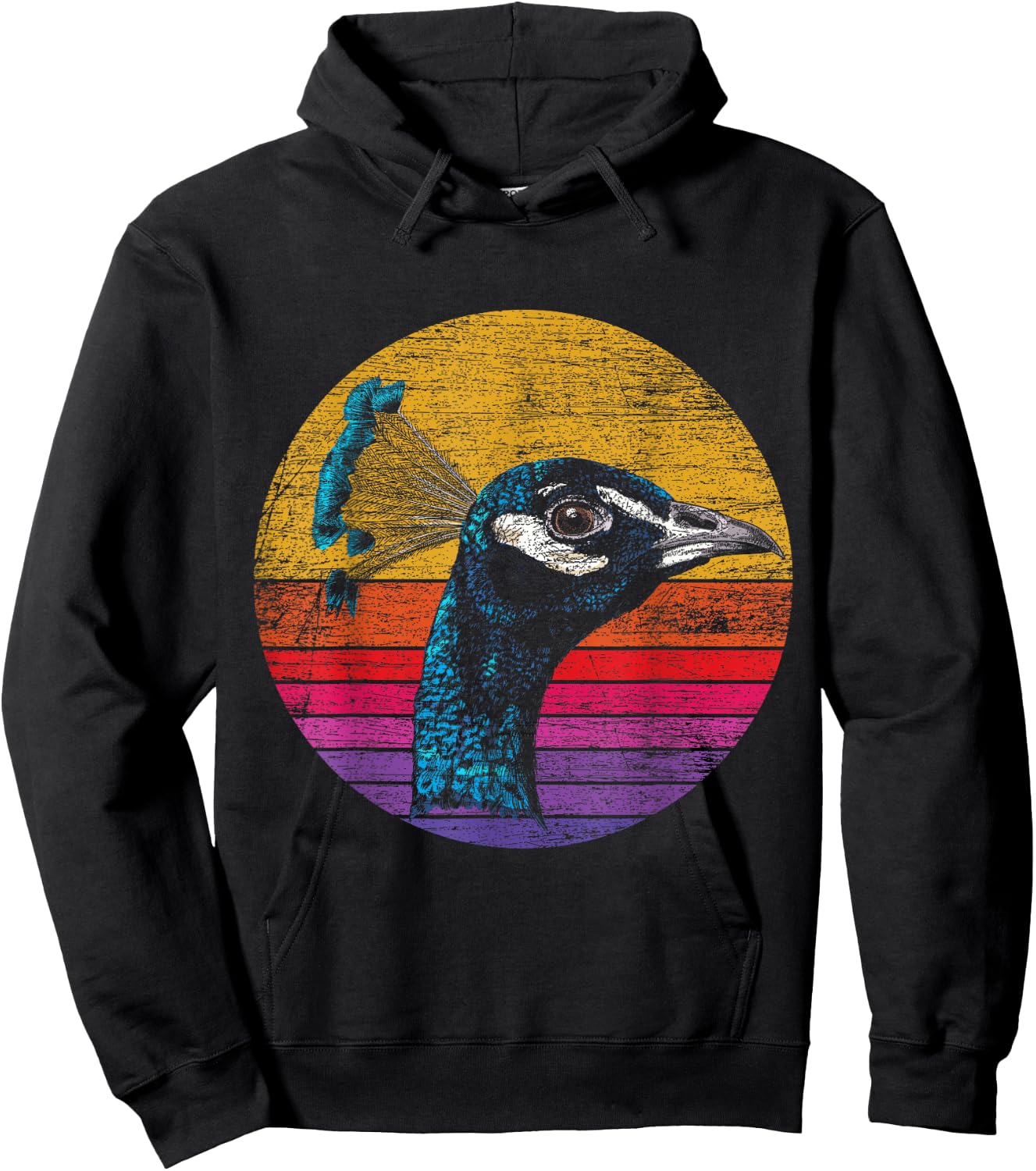 Retro Peacock Hoodie - Hoodie | Black