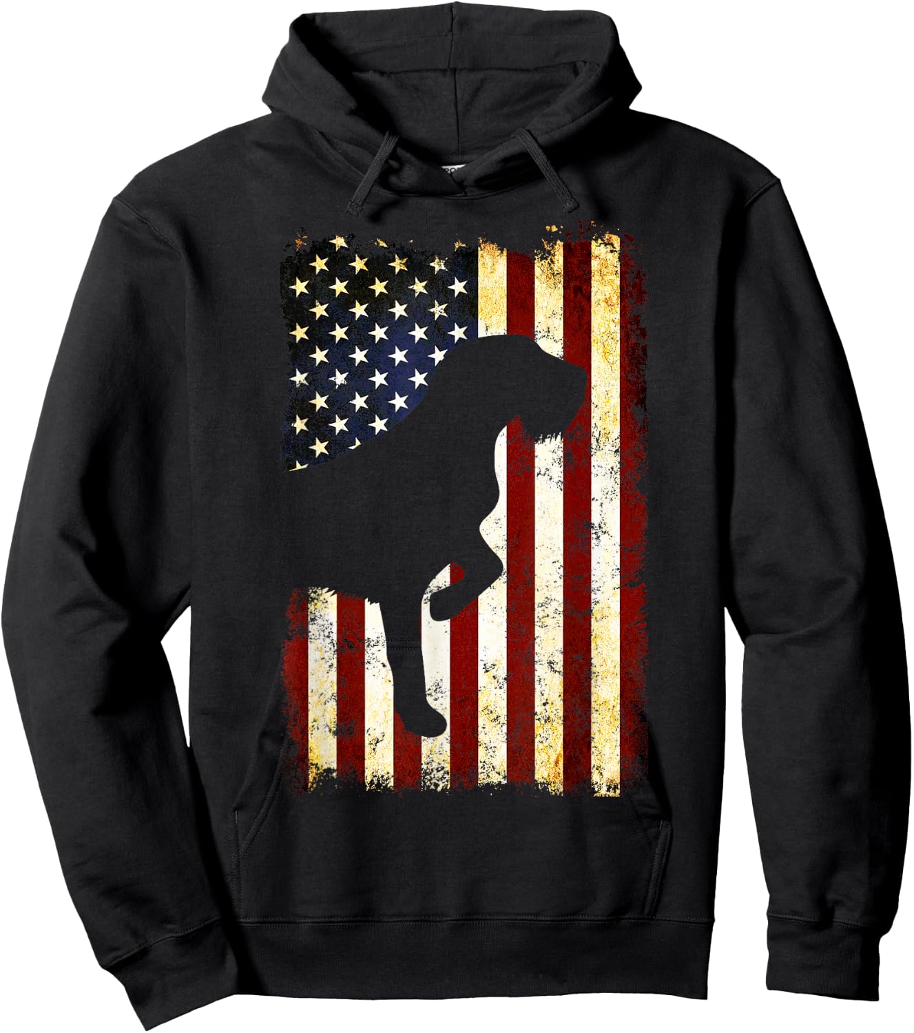 Wirehaired Pointing Griffon Silhouette American Flag Hoodie - Hoodie | Black