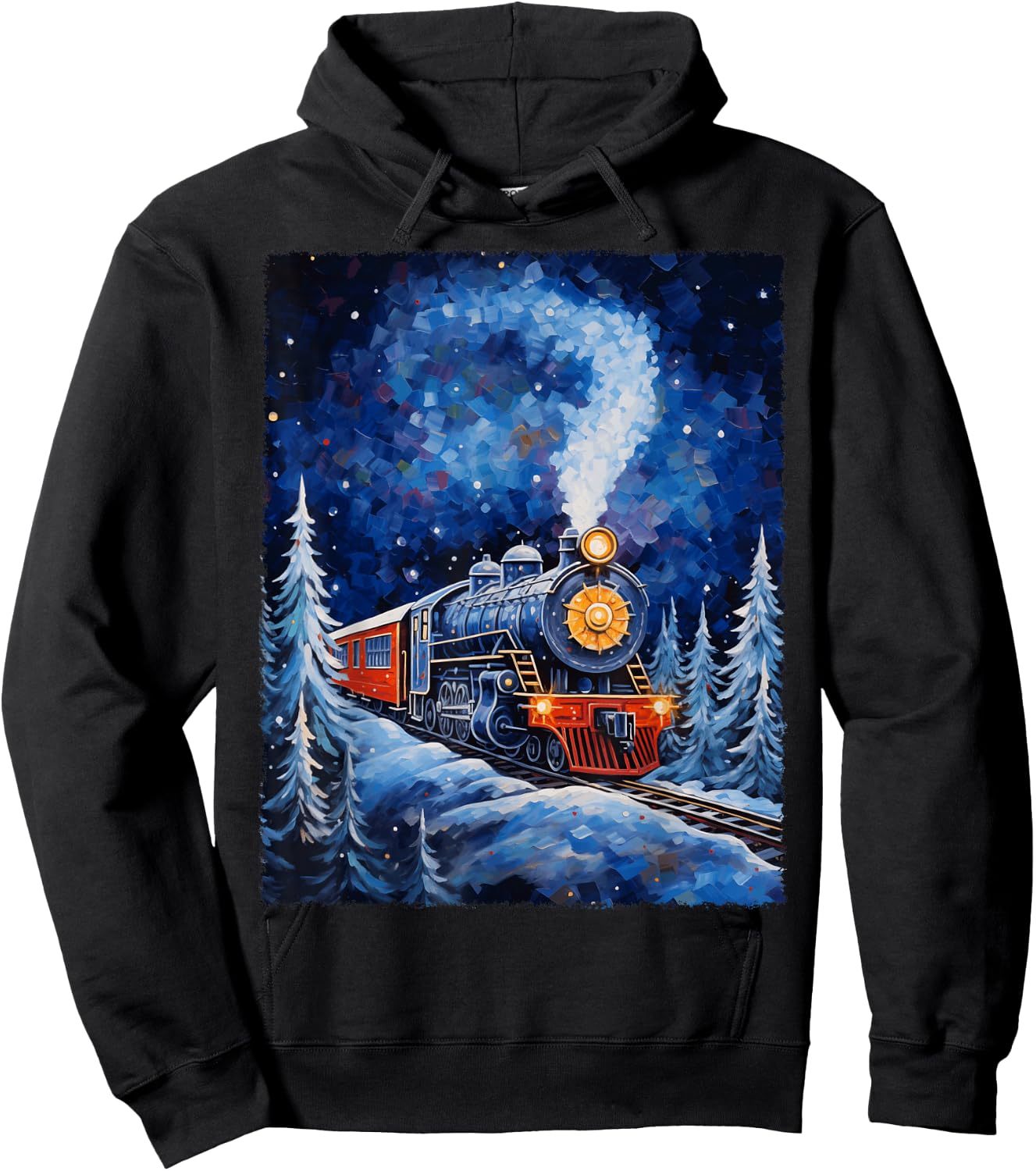 Steam Locomotive Van Gogh Style Hoodie - Hoodie | Black