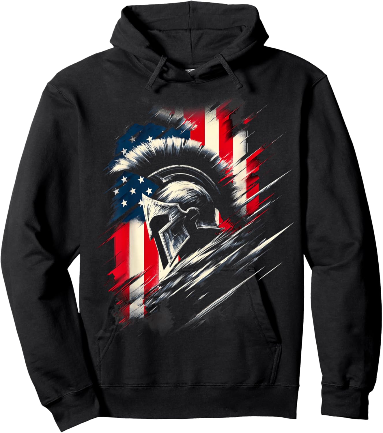 Spartan Patriotic Molon Labe American Flag Spartan USA Greek Hoodie - Hoodie | Black