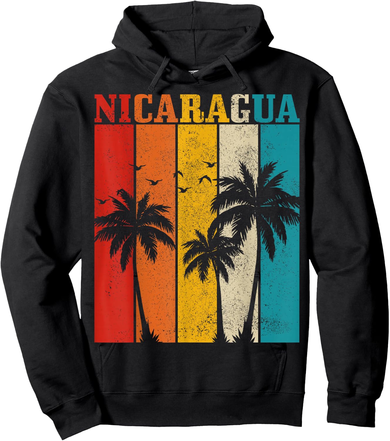 Nicaragua Vintage Palm Trees Surfer Nicaraguan Souvenir Nica Hoodie - Hoodie | Black