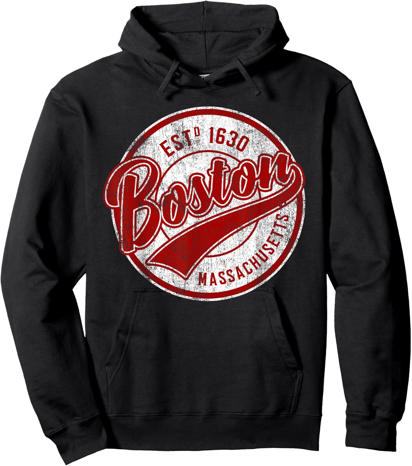 Distressed Vintage Boston Massachusetts Sports Gift Hoodie - Hoodie | Black