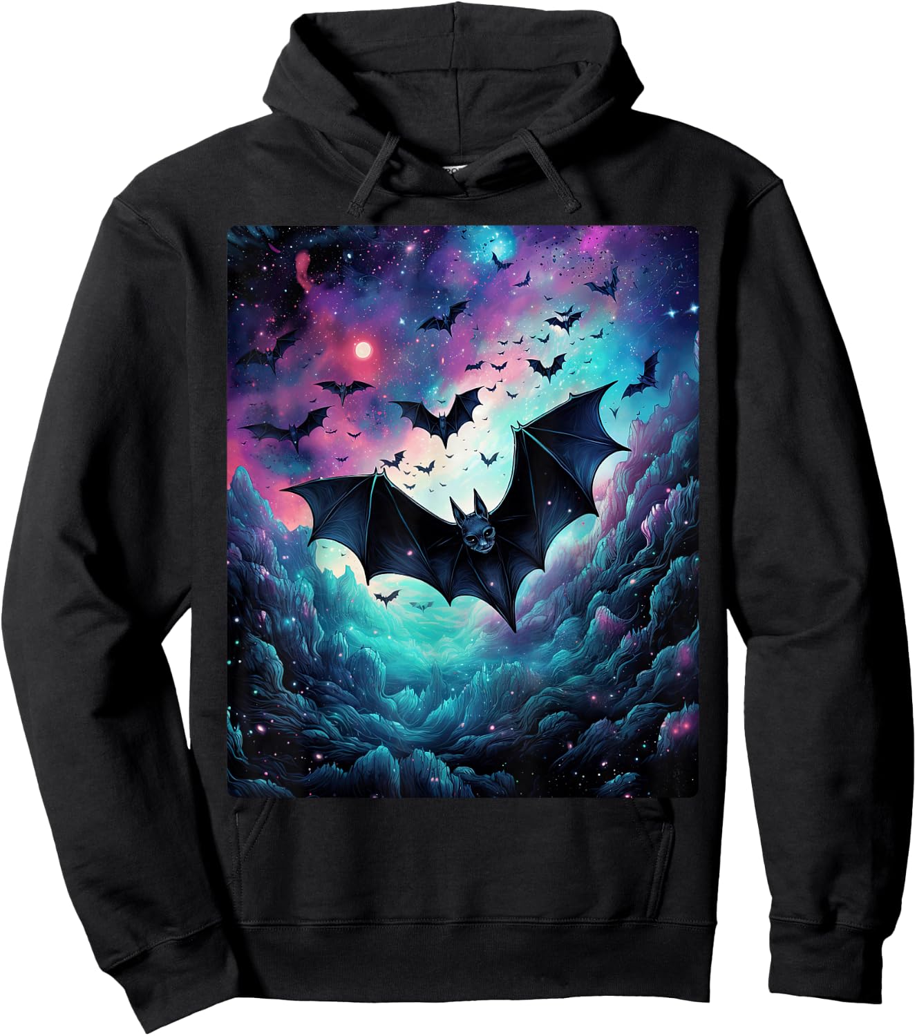 Gothic Bat Spooky Bats Pattern Moon Night Hoodie - Hoodie | Black