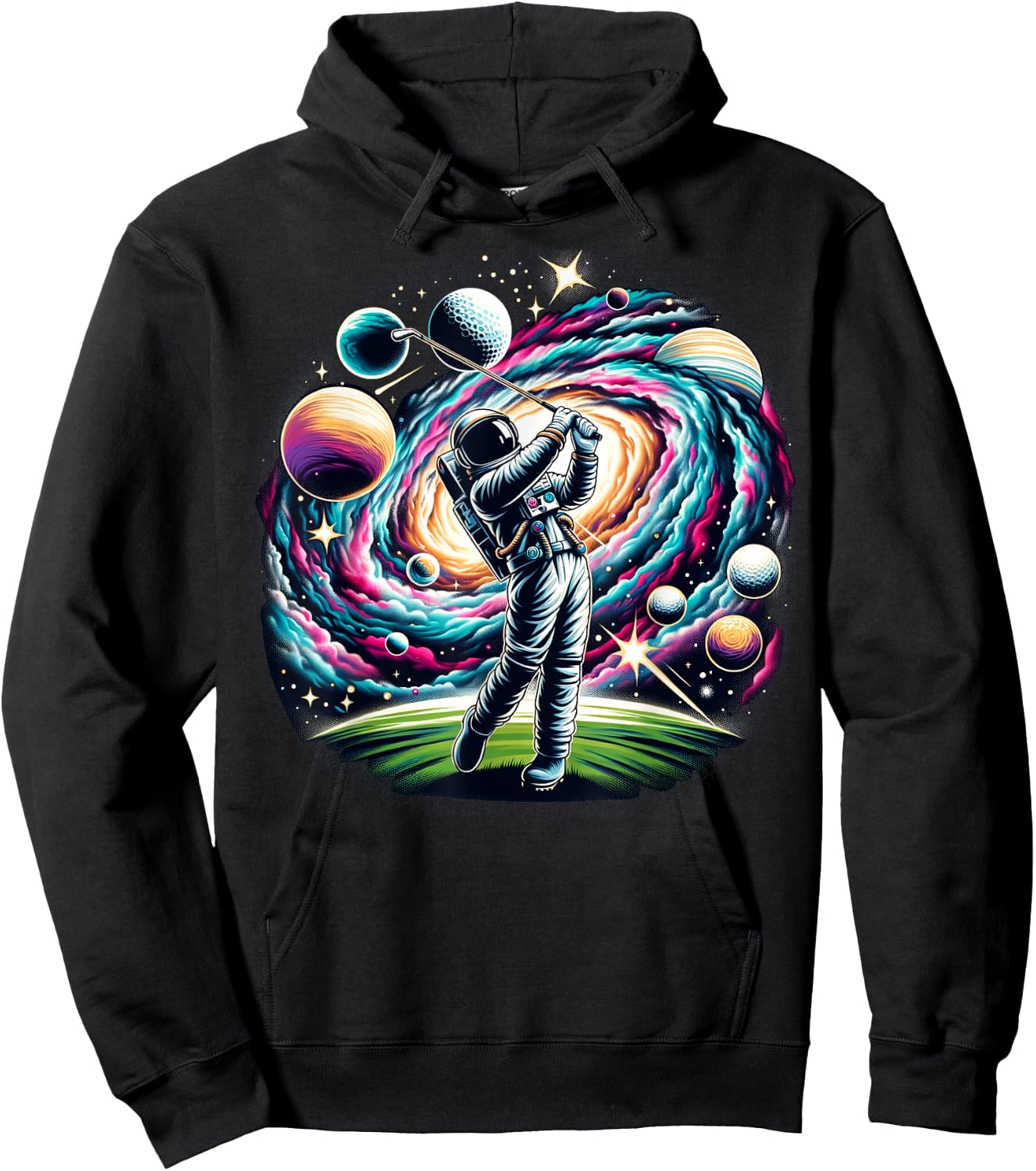 Funny Space Golf Astronaut on Golfer Hoodie - Hoodie | Black