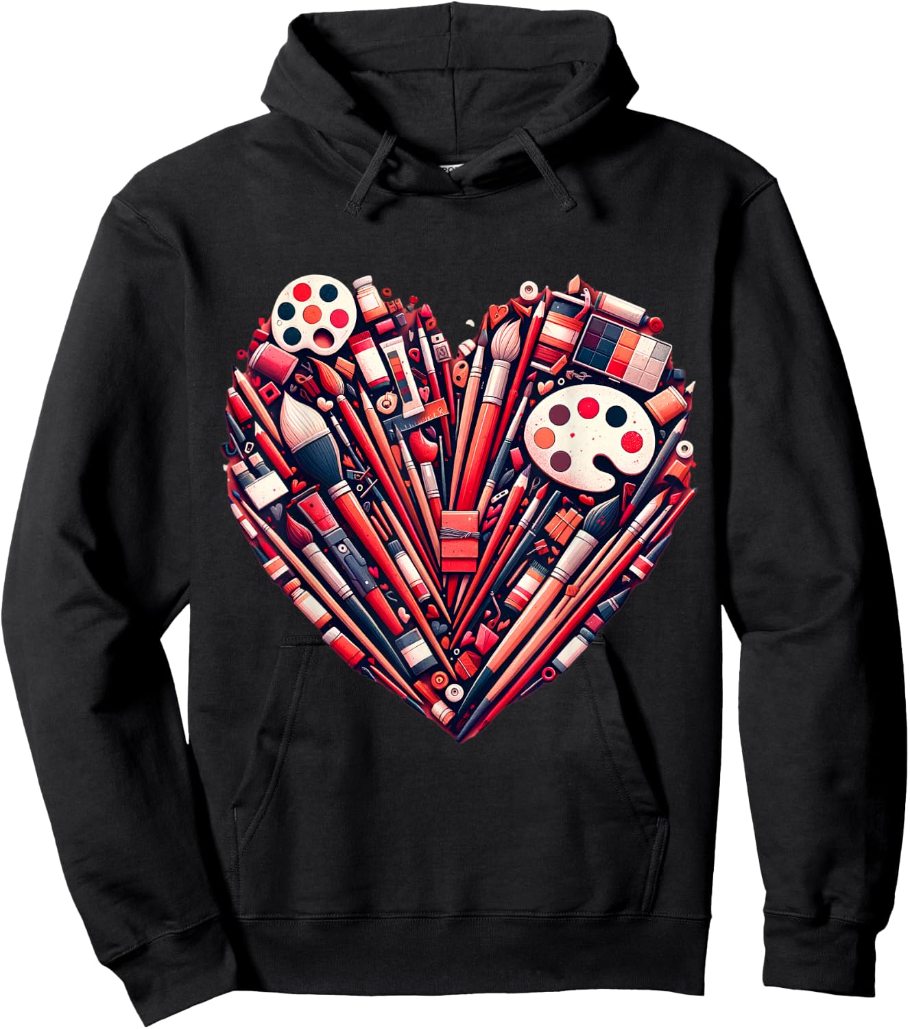 Art Teacher Valentine Heart Hoodie - Hoodie | Black