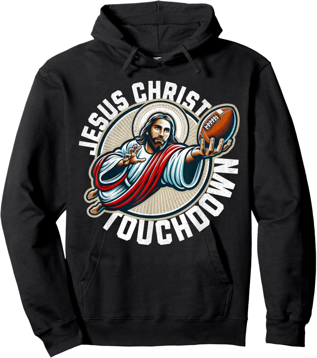 Funny football season touchdown jesus christ Hoodie - Hoodie | Black