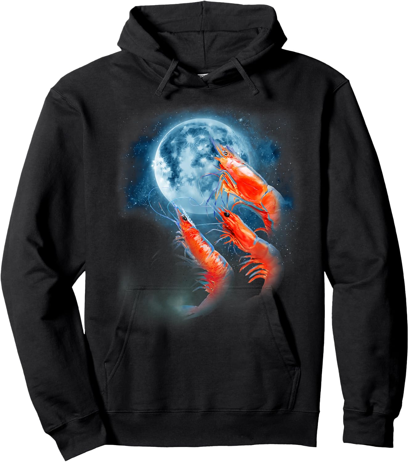 Funny Prawn Shirt - Shrimp Shirt - Howling at the Moon Hoodie - Hoodie | Black