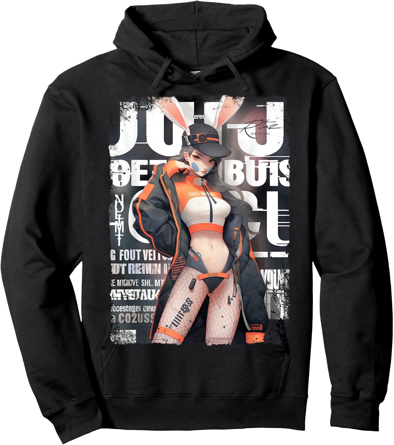 Magazine Cover Vintage Girl Bunny Collage Sexy Model Pin-Up Hoodie - Hoodie | Black