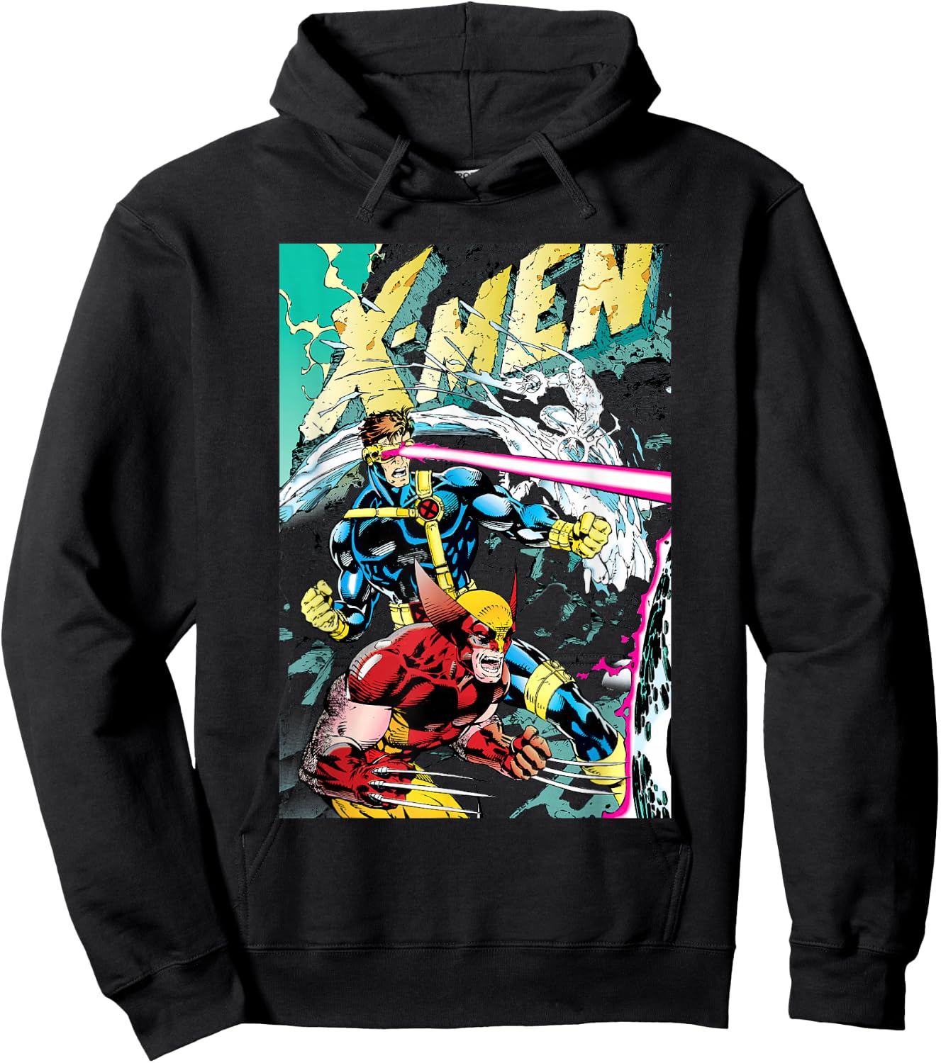 Marvel X-Men Wolverine & Cyclops Fighting Side by Side V2 Hoodie - Hoodie | Black
