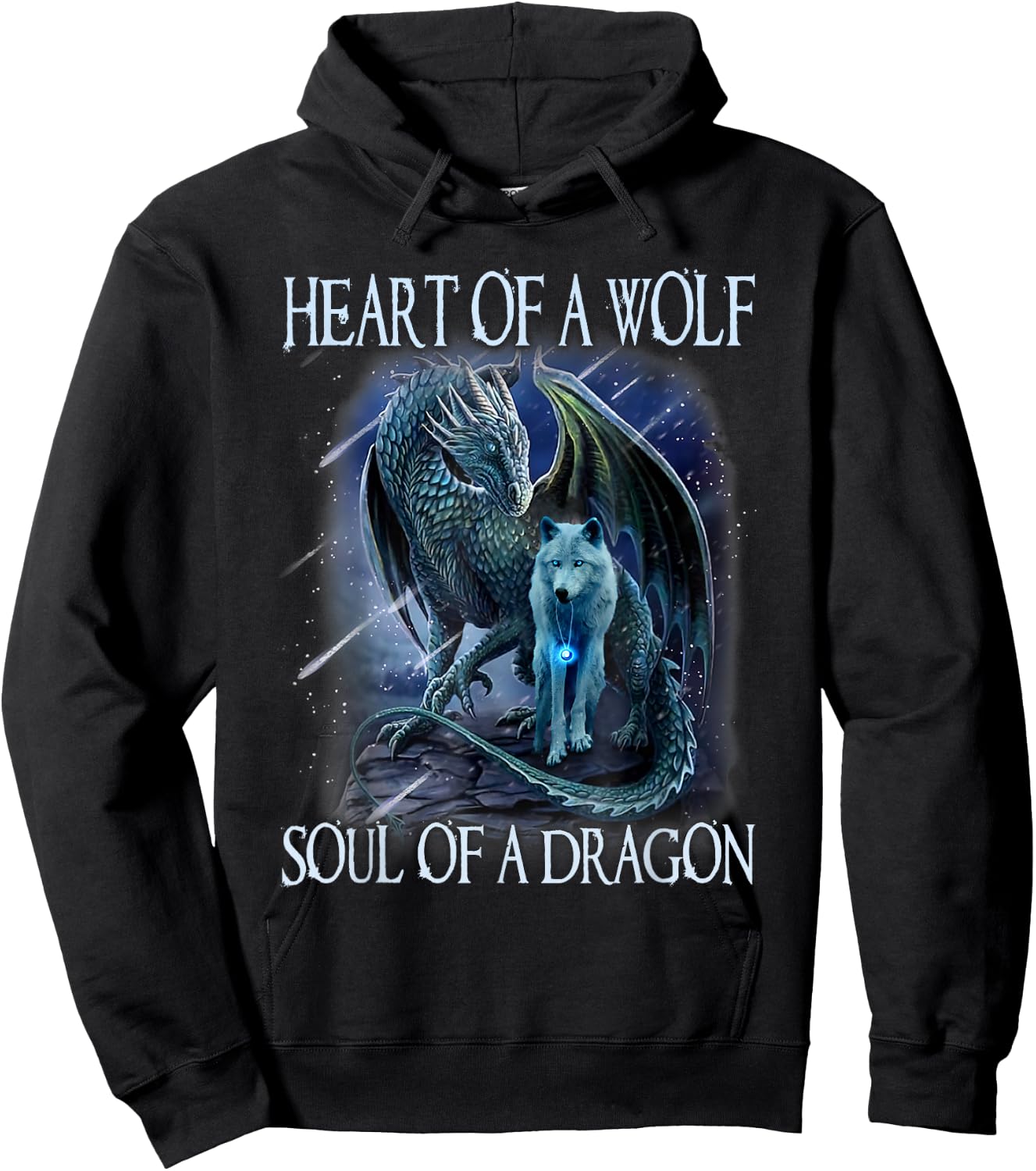 Heart of Wolf Soul of A Dragon - Cool Dragon - Wolf Warrior Hoodie - Hoodie | Black