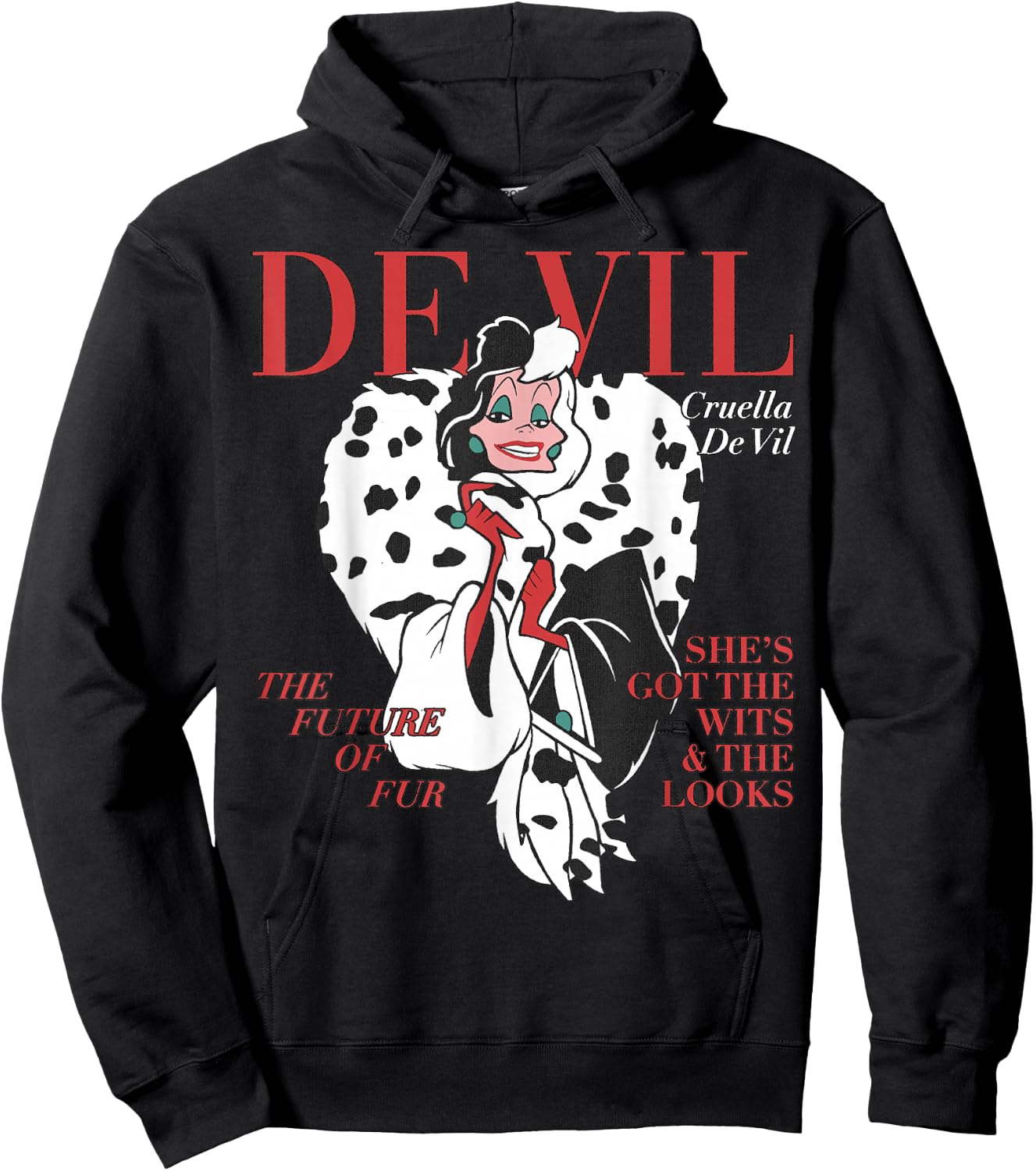 Disney Villains Cruella De Vil Magazine Cover Small Hoodie - Hoodie | Black
