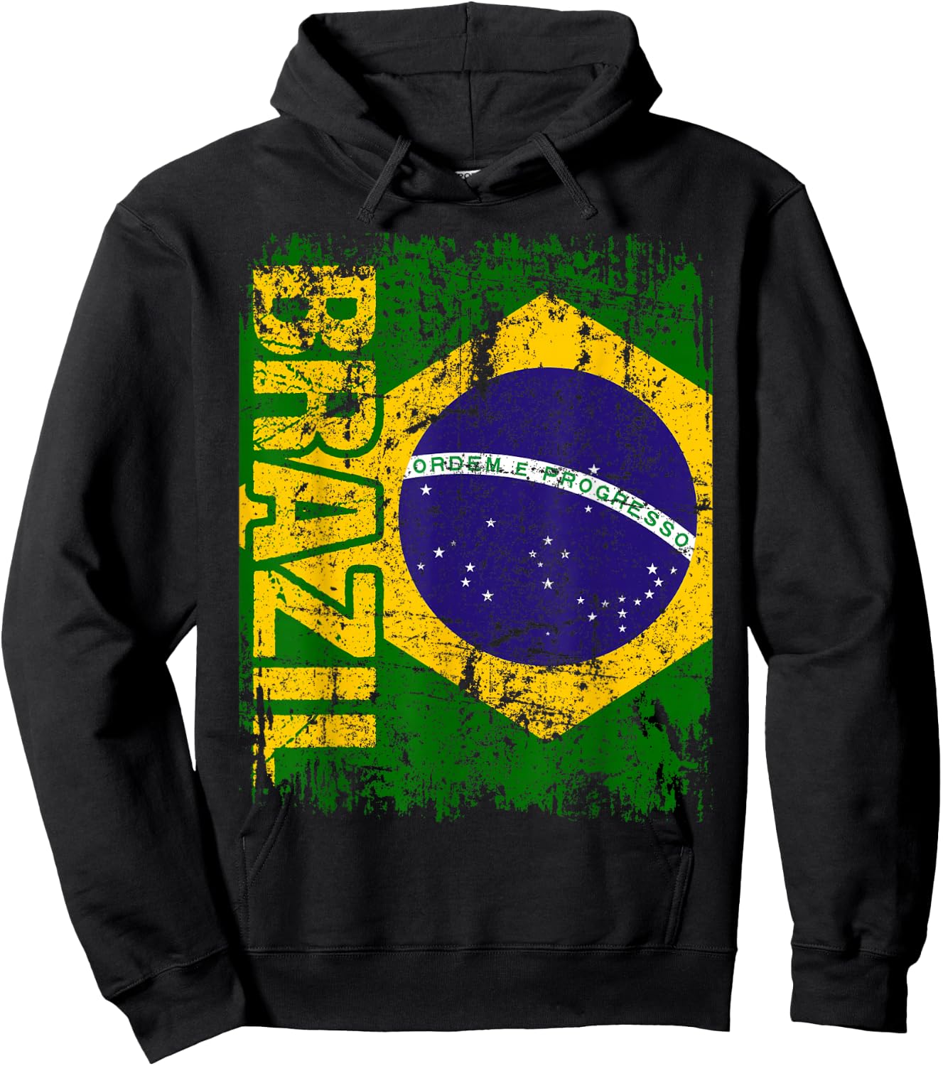 Brazil Brasil Flag Vintage Distressed Brazil Hoodie - Hoodie | Black